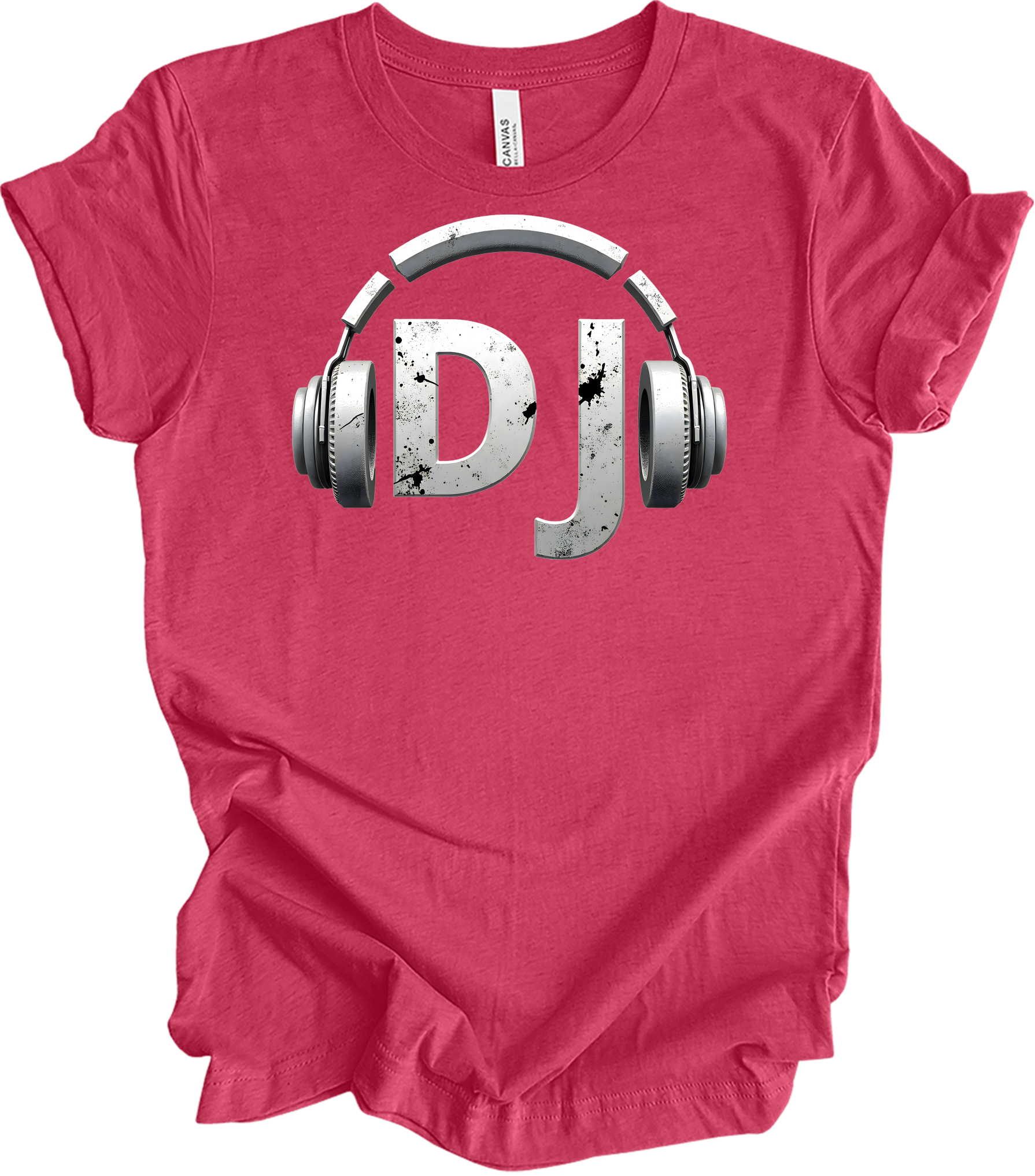 DJ Headphones for Music Fans T-Shirt in Heather Raspberry