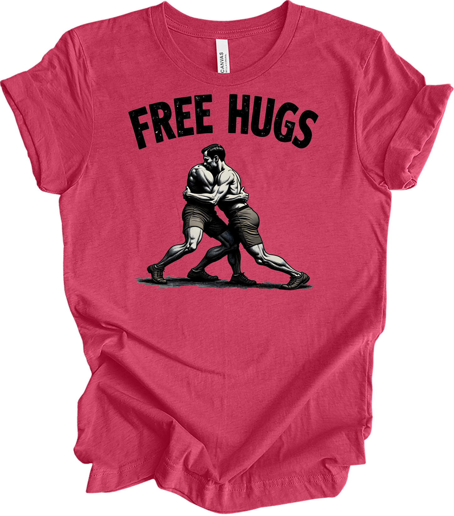 Free Hugs Wrestling T-Shirt in Heather Raspberry