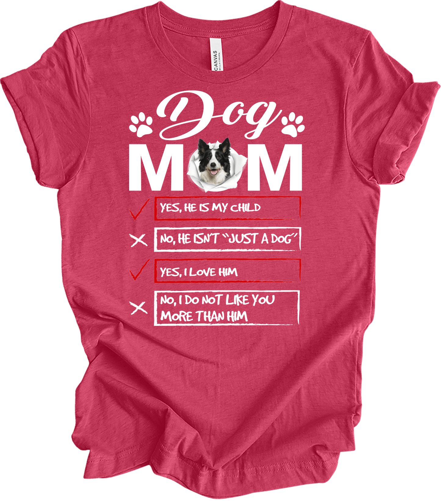 Dog Mom - Funny Gift T-Shirt in Heather Raspberry