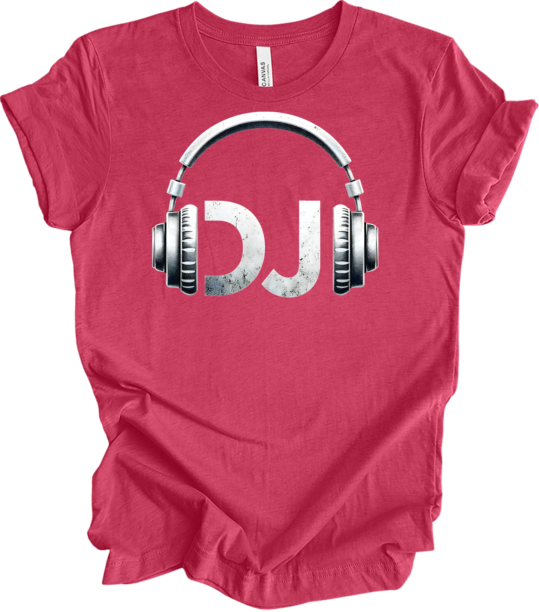 DJ Headphones Music T-Shirt in Heather Raspberry