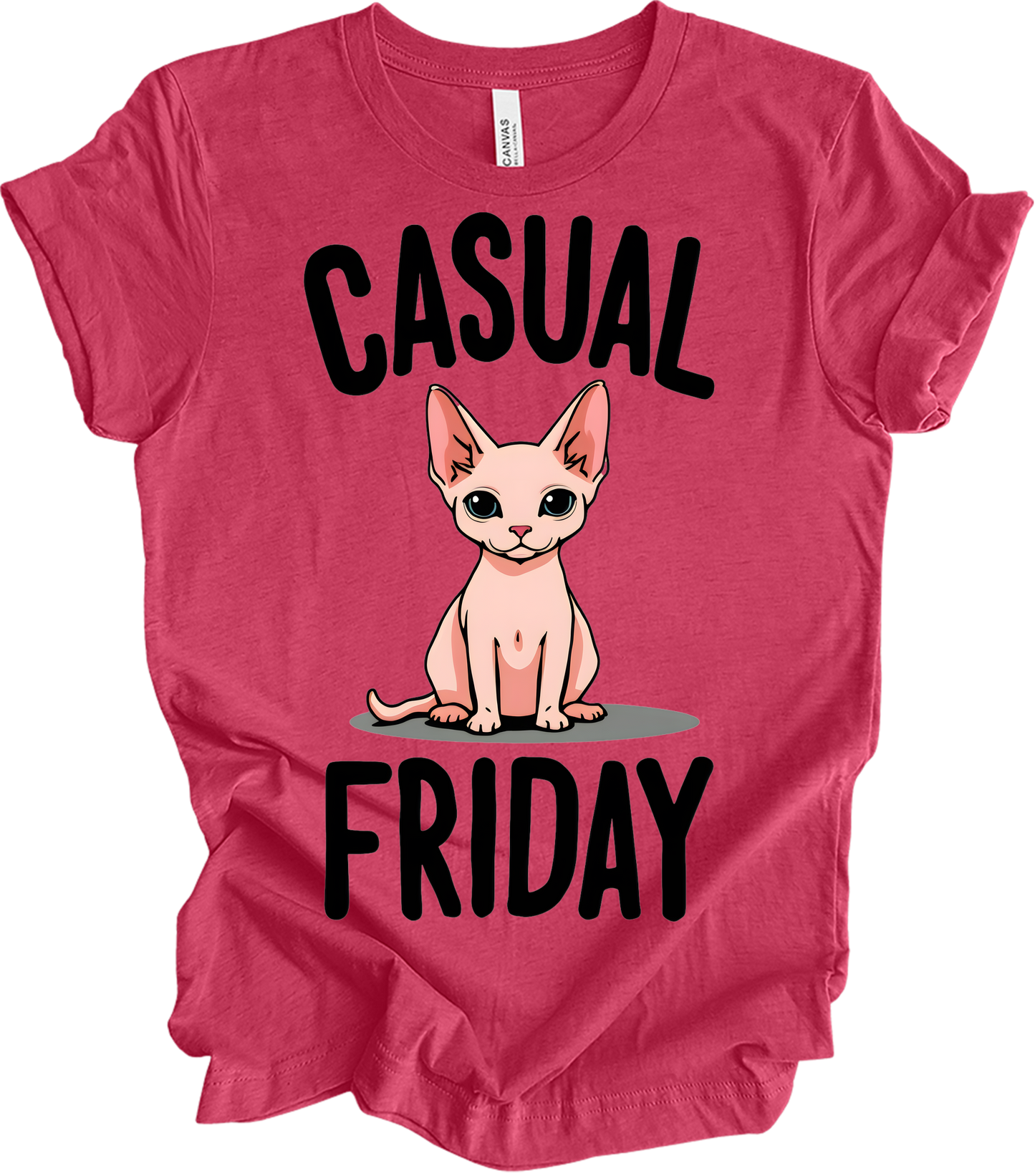 Casual Friday Hairless Cat T-Shirt in Heather Raspberry