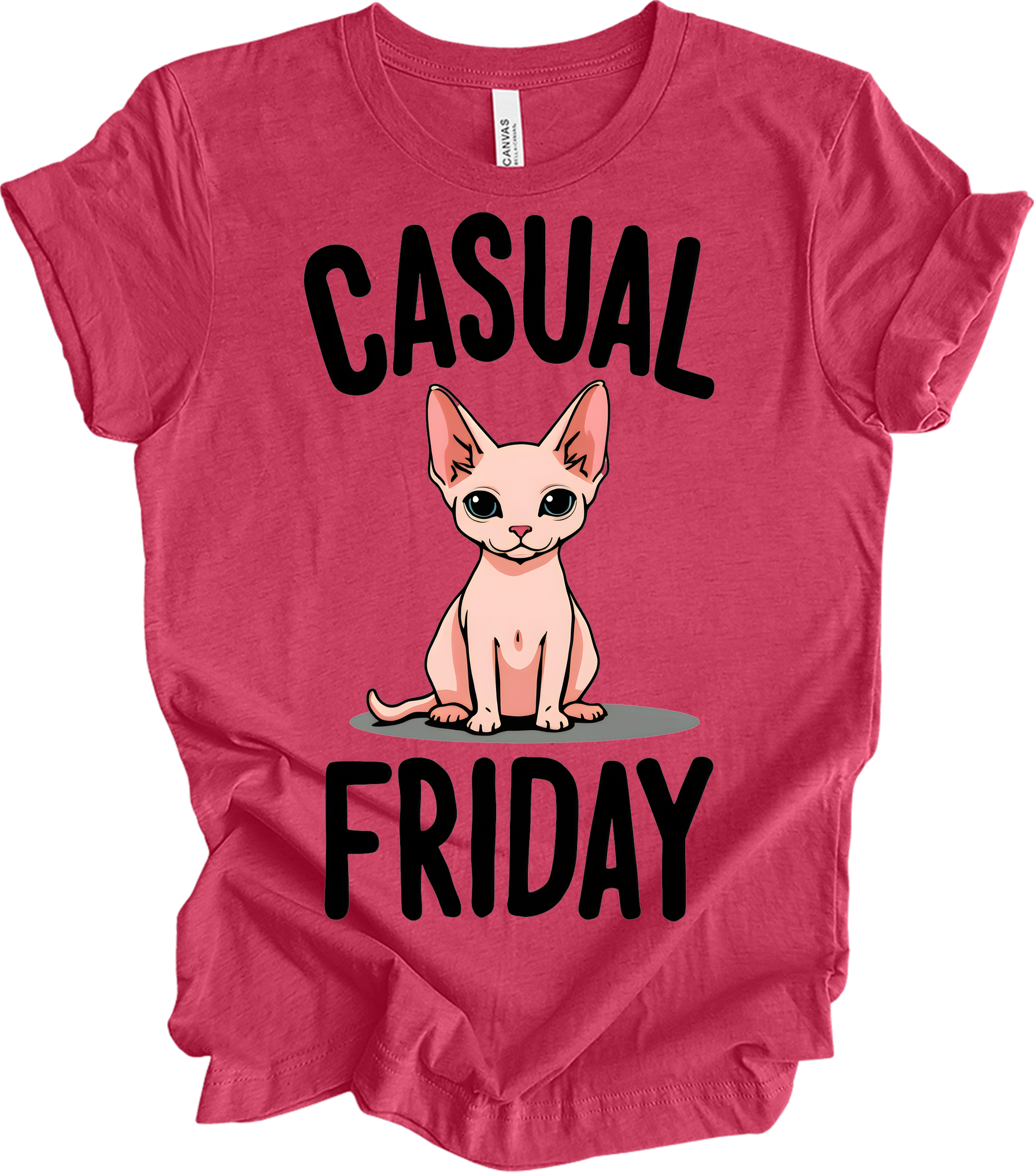 Casual Friday Hairless Cat T-Shirt in Heather Raspberry