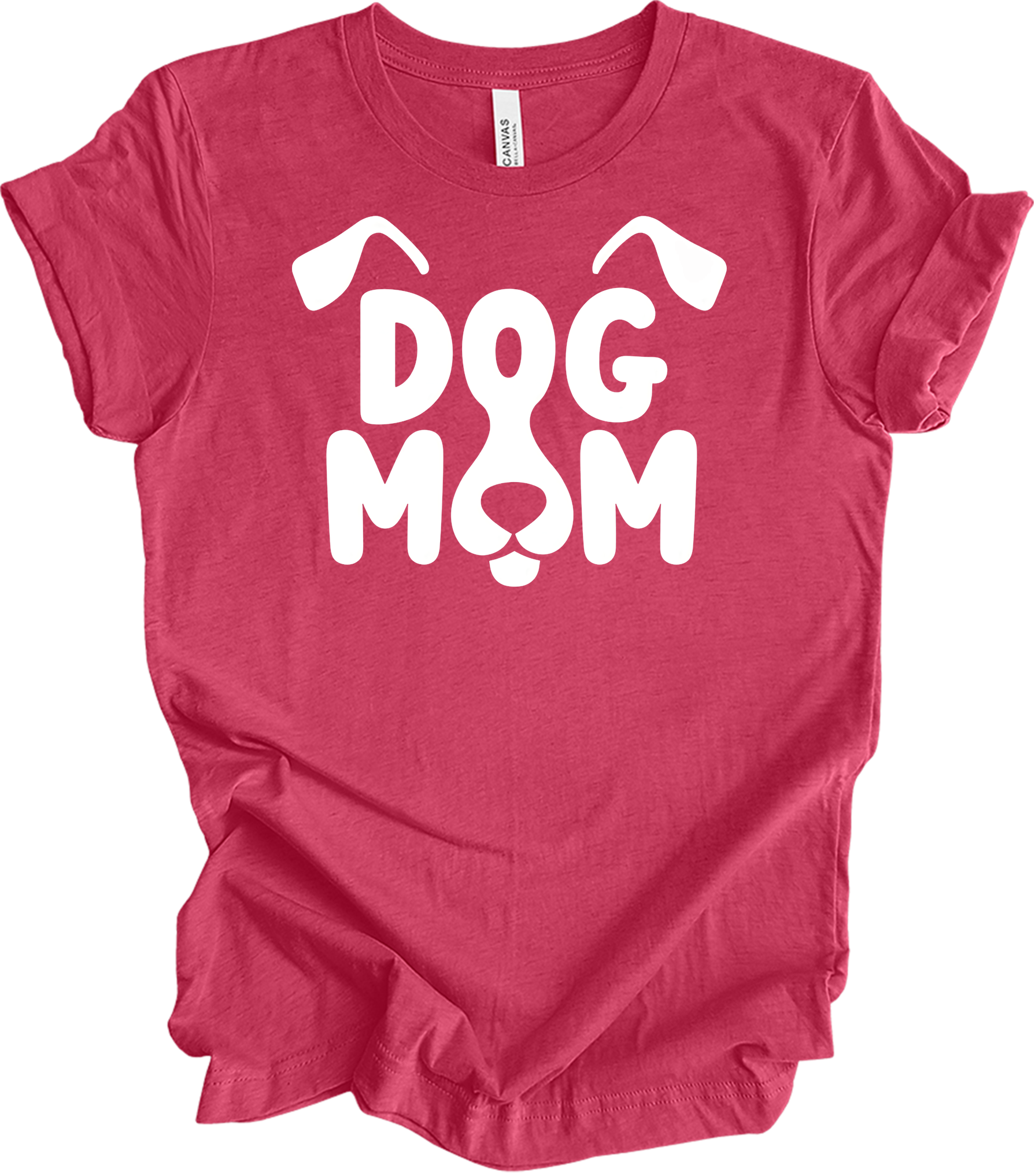 Dog Mom - Cute Gift for Dog Lovers T-Shirt in Heather Raspberry
