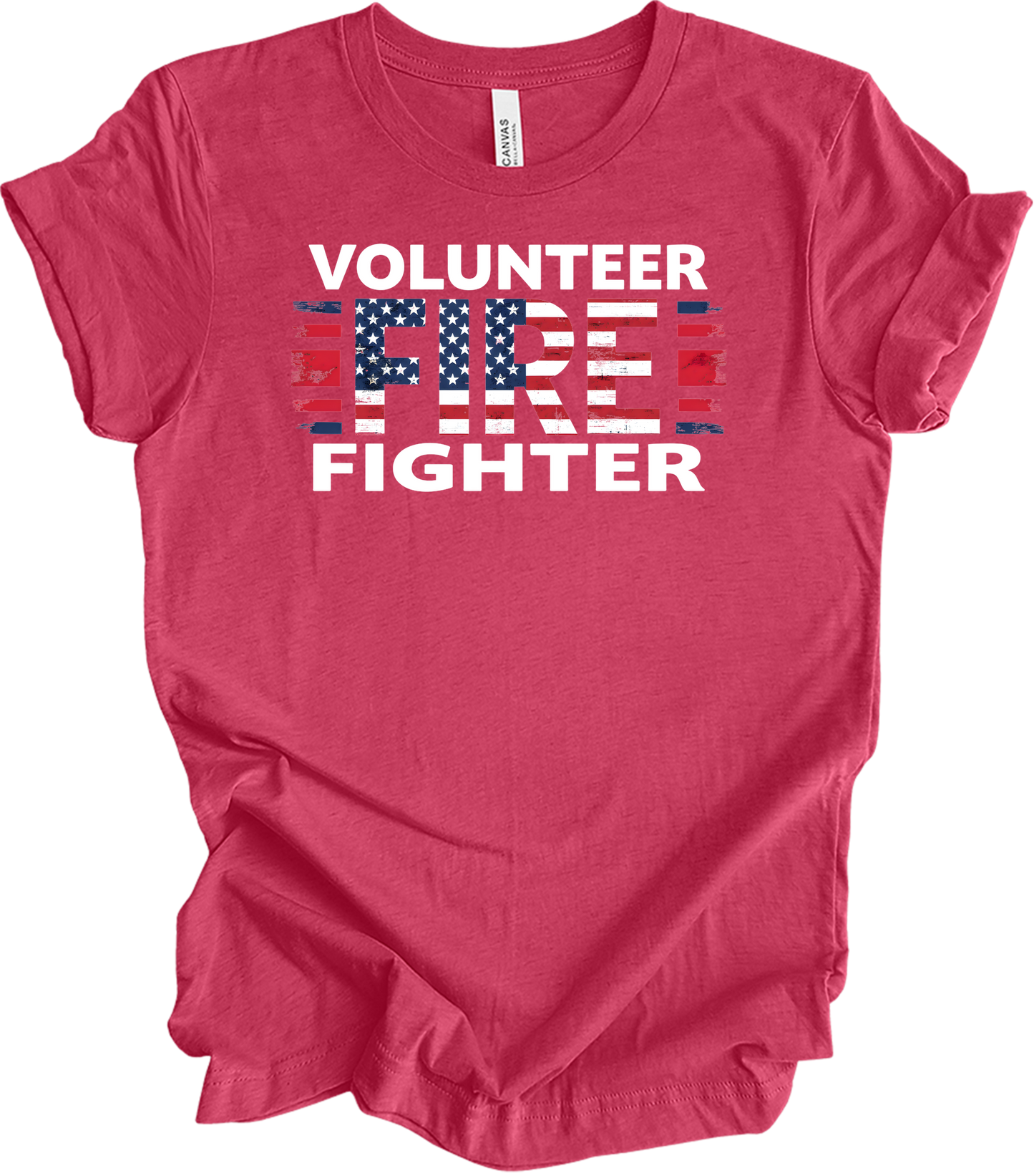 Volunr Firefighter USA Flag T-Shirt in Heather Raspberry