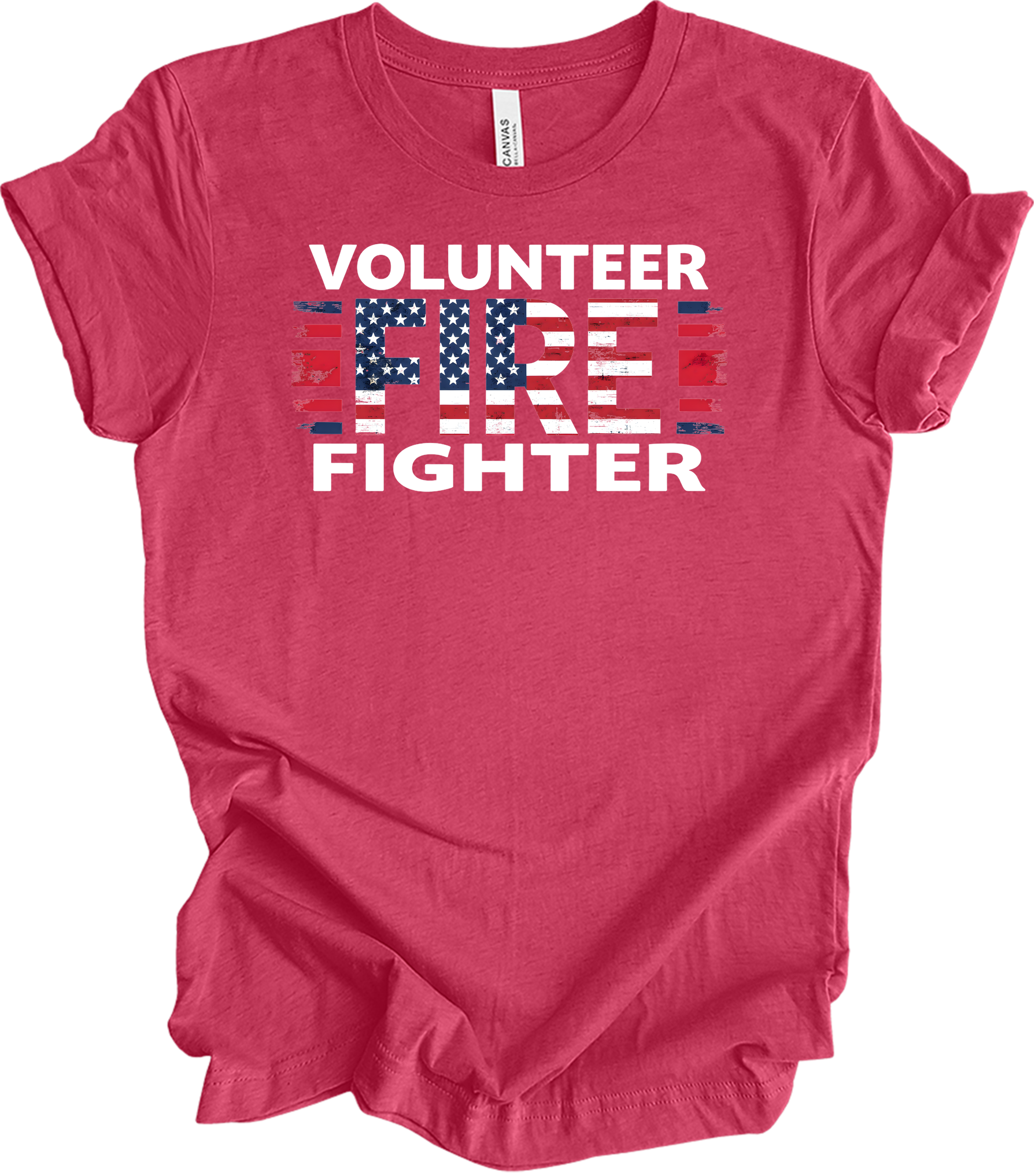 Volunr Firefighter USA Flag T-Shirt in Heather Raspberry
