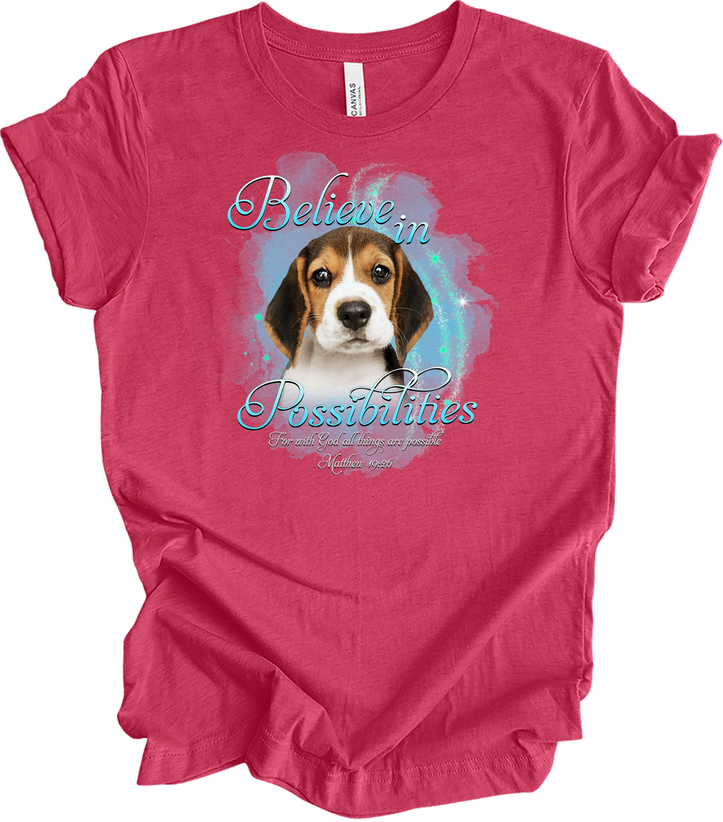 Beagle 'Believe' Inspirational T-Shirt in Heather Raspberry