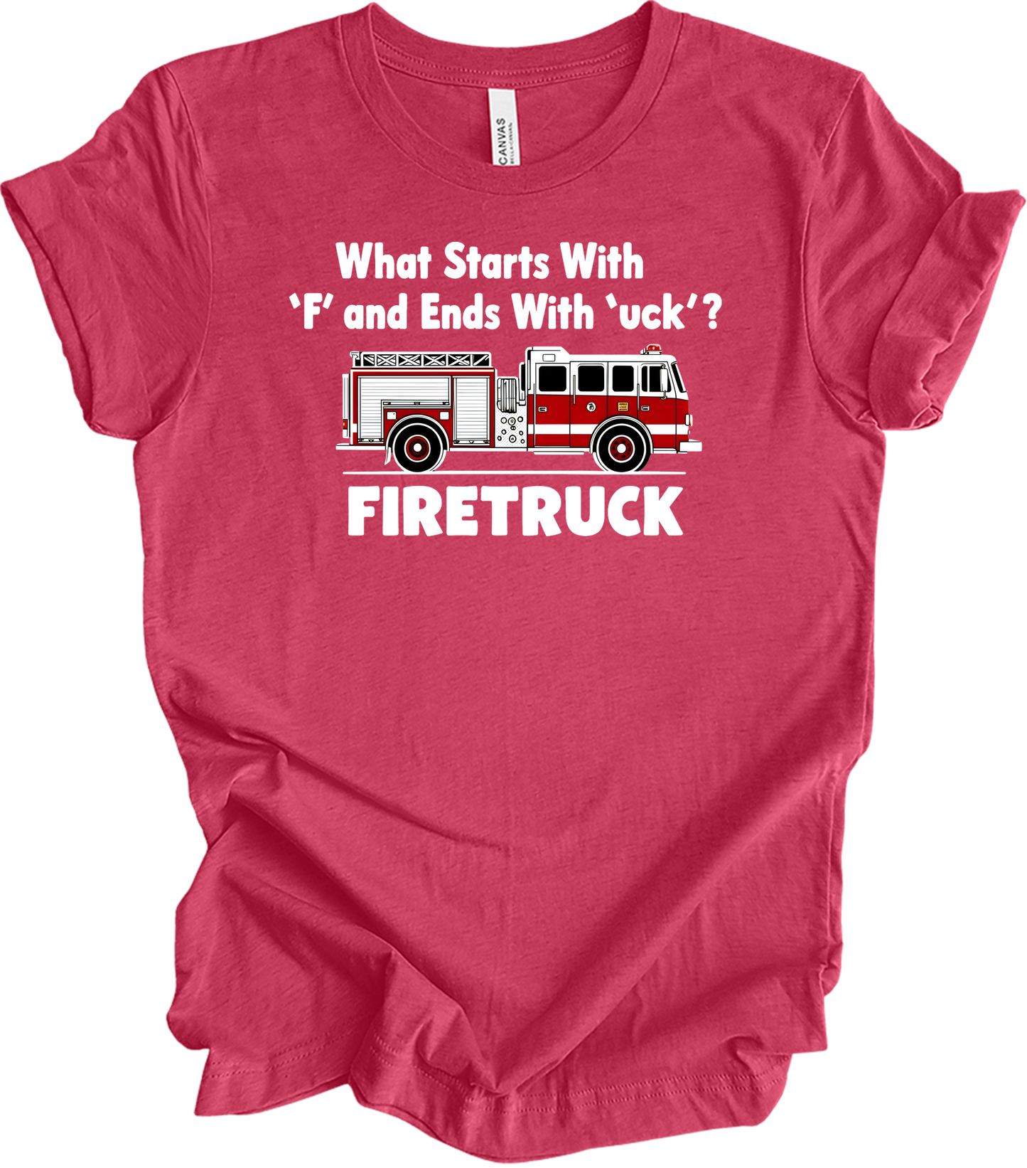 Funny Fire Truck T-Shirt in Heather Raspberry