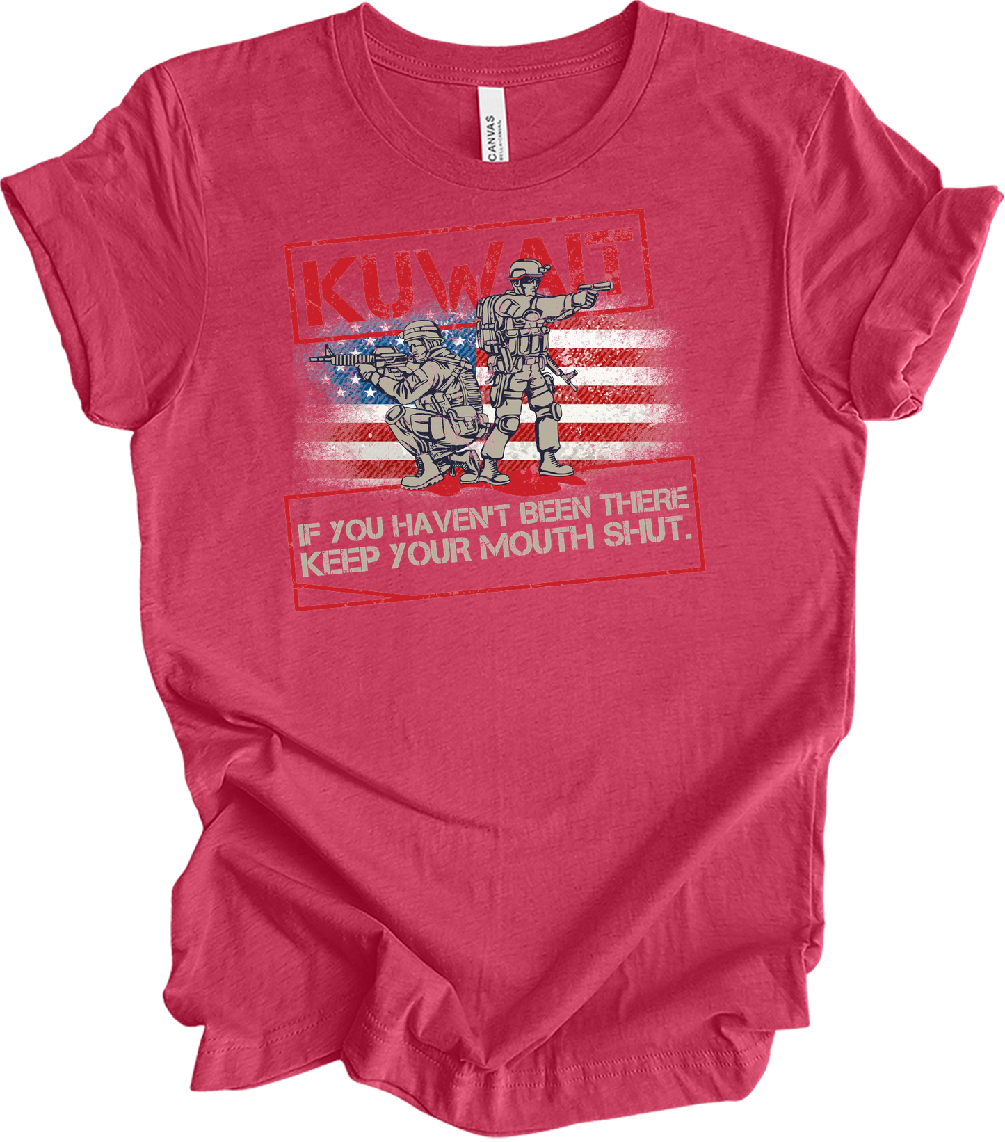 Desert Storm Gulf War Kuwait Veteran T-Shirt in Heather Raspberry