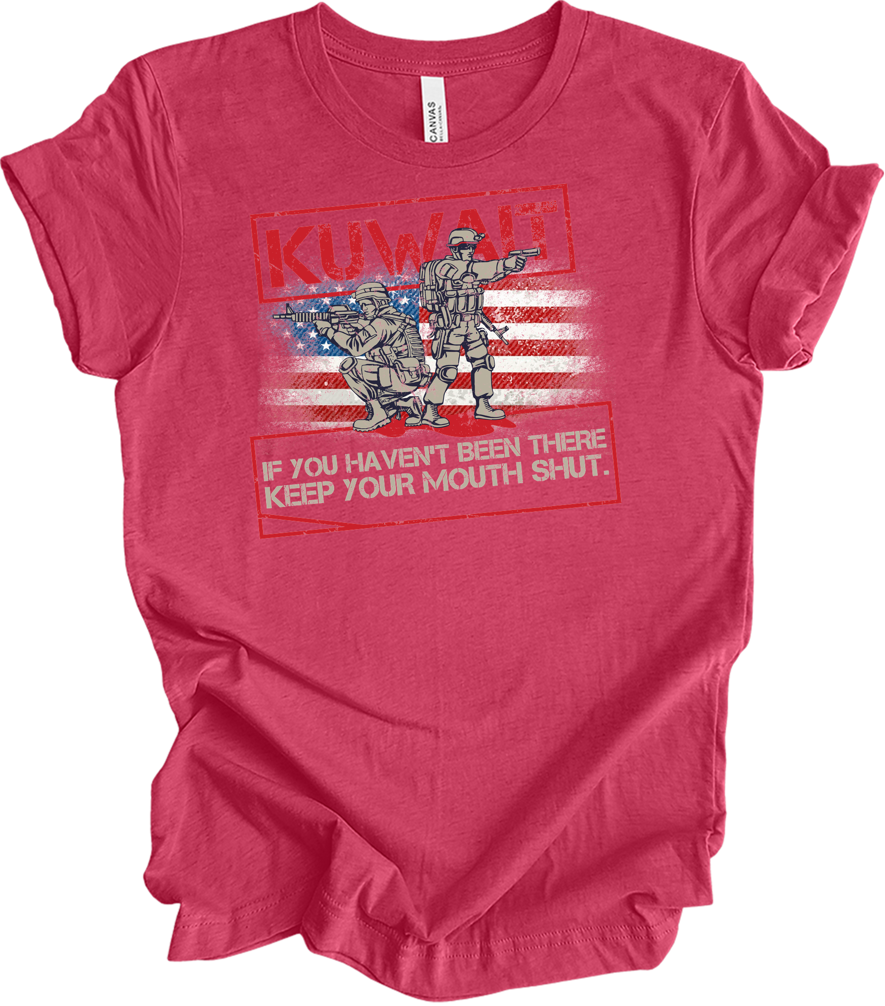 Desert Storm Gulf War Kuwait Veteran T-Shirt in Heather Raspberry