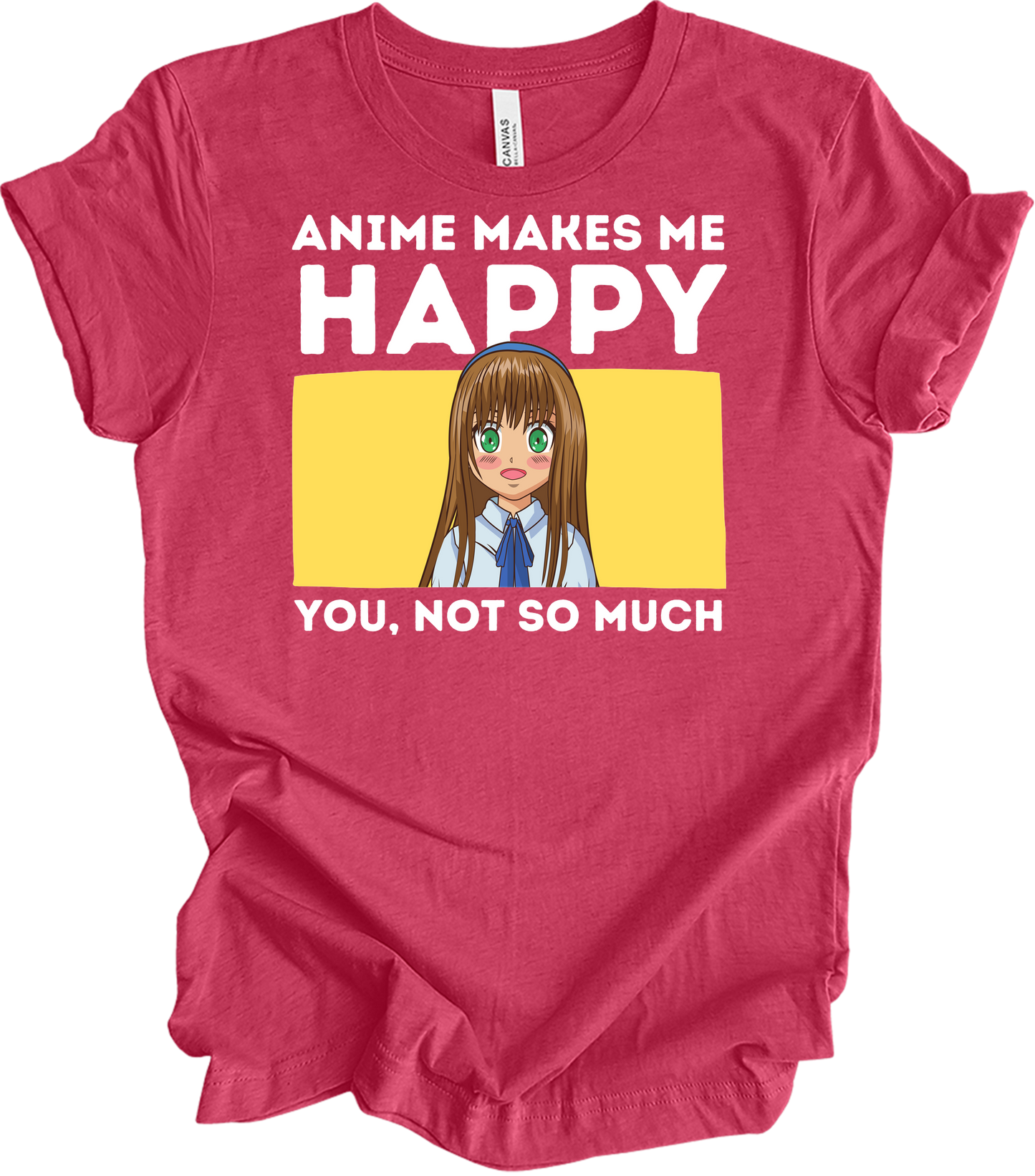 Anime Art 'Happy' T-Shirt in Heather Raspberry