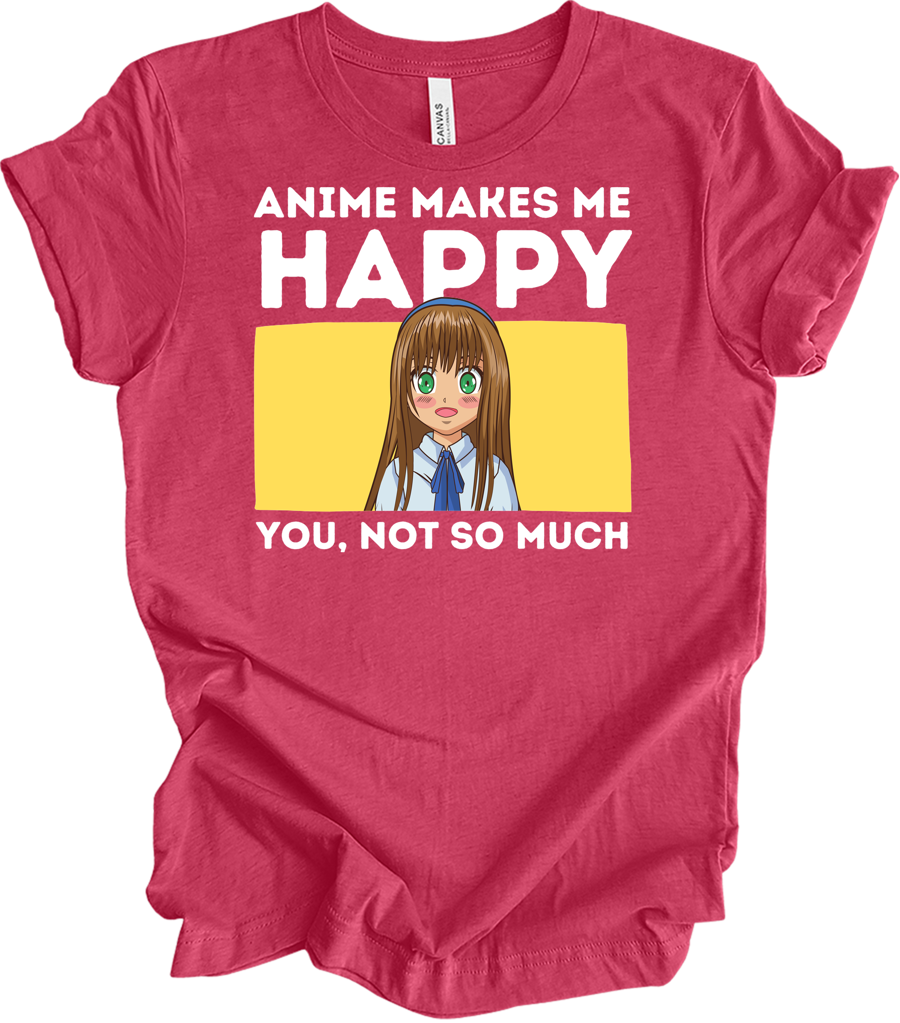 Anime Art 'Happy' T-Shirt in Heather Raspberry