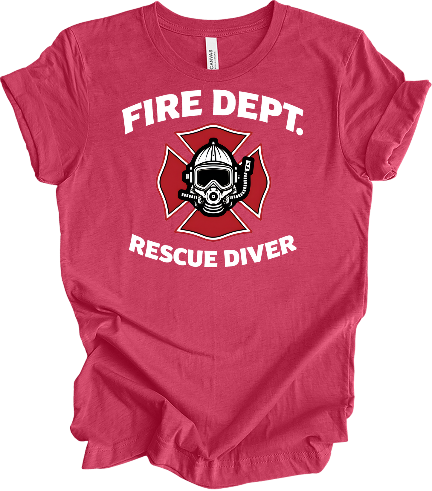 Fire Dept. Rescue Diver T-Shirt in Heather Raspberry