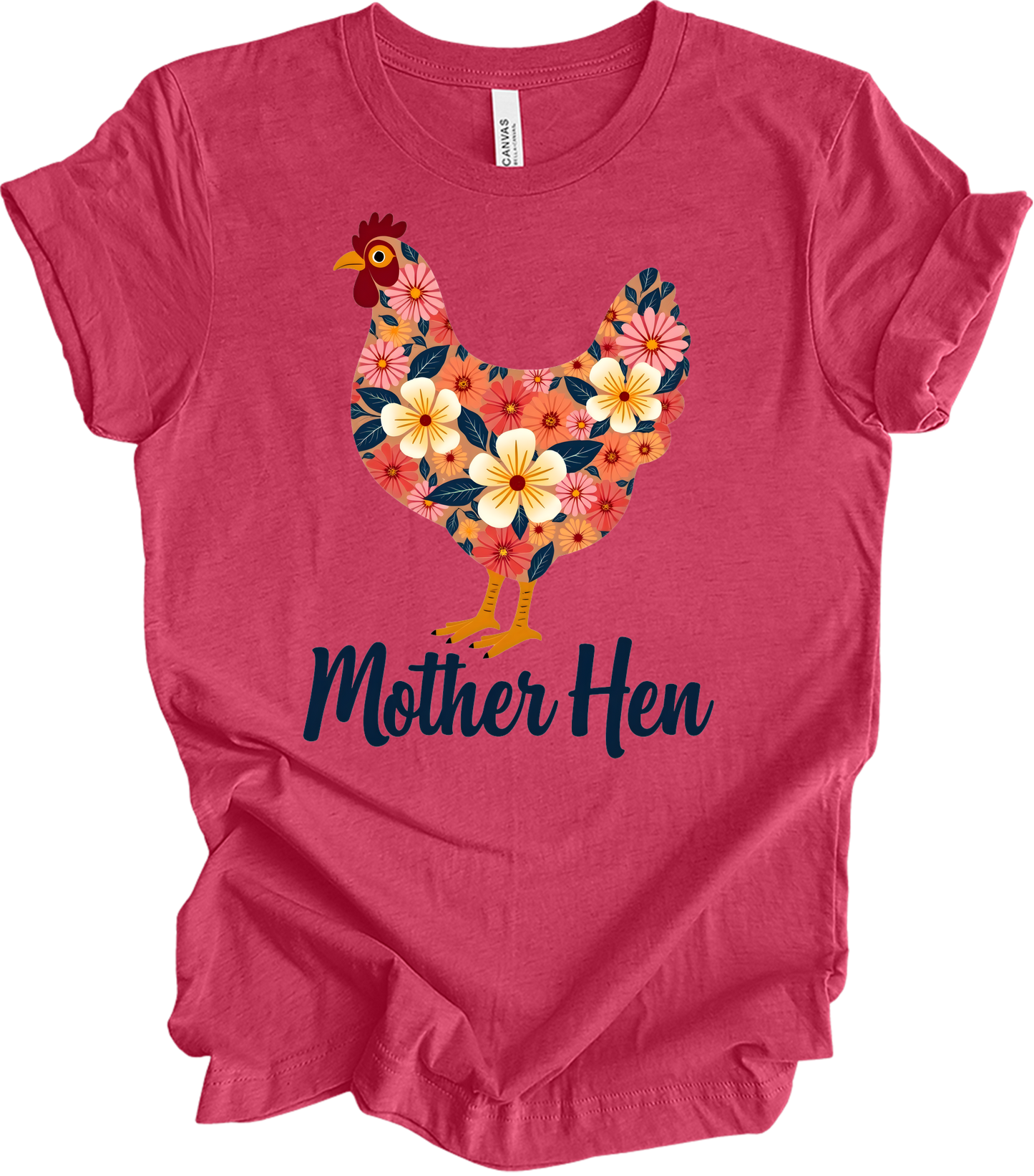 Floral Chicken - Mother Hen T-Shirt in Heather Raspberry