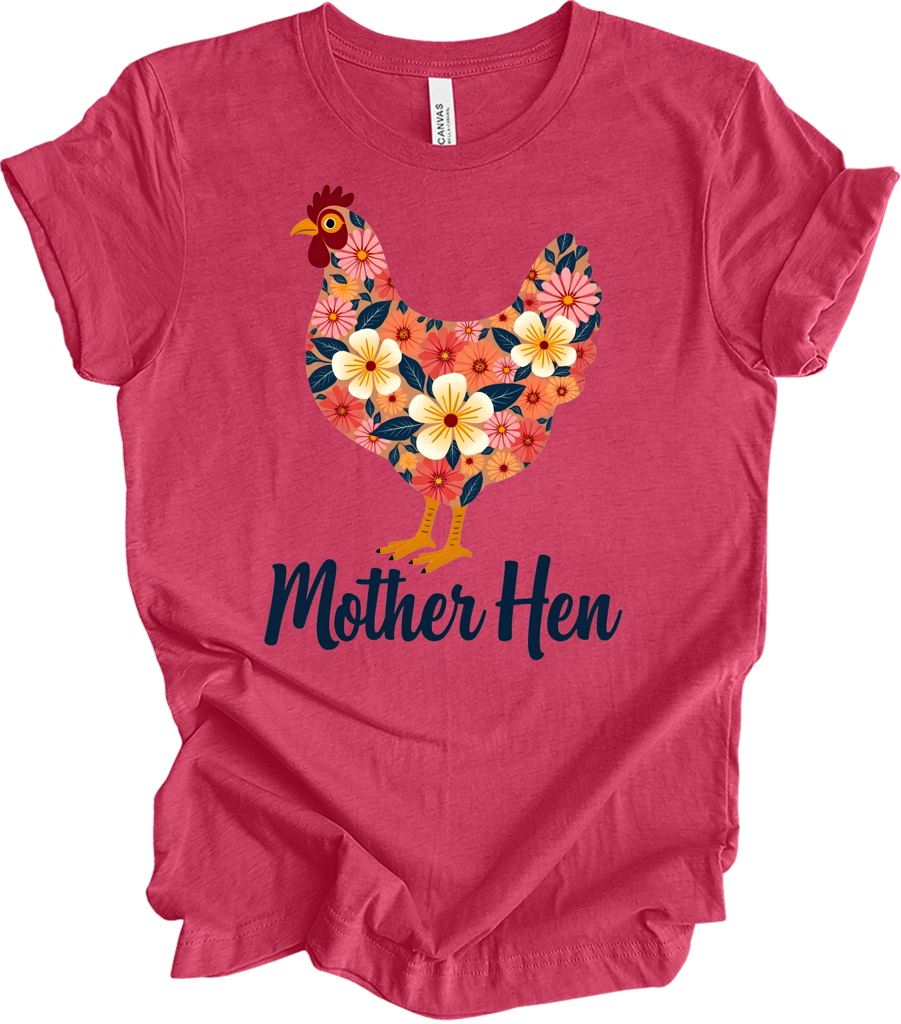 Floral Chicken - Mother Hen T-Shirt in Heather Raspberry