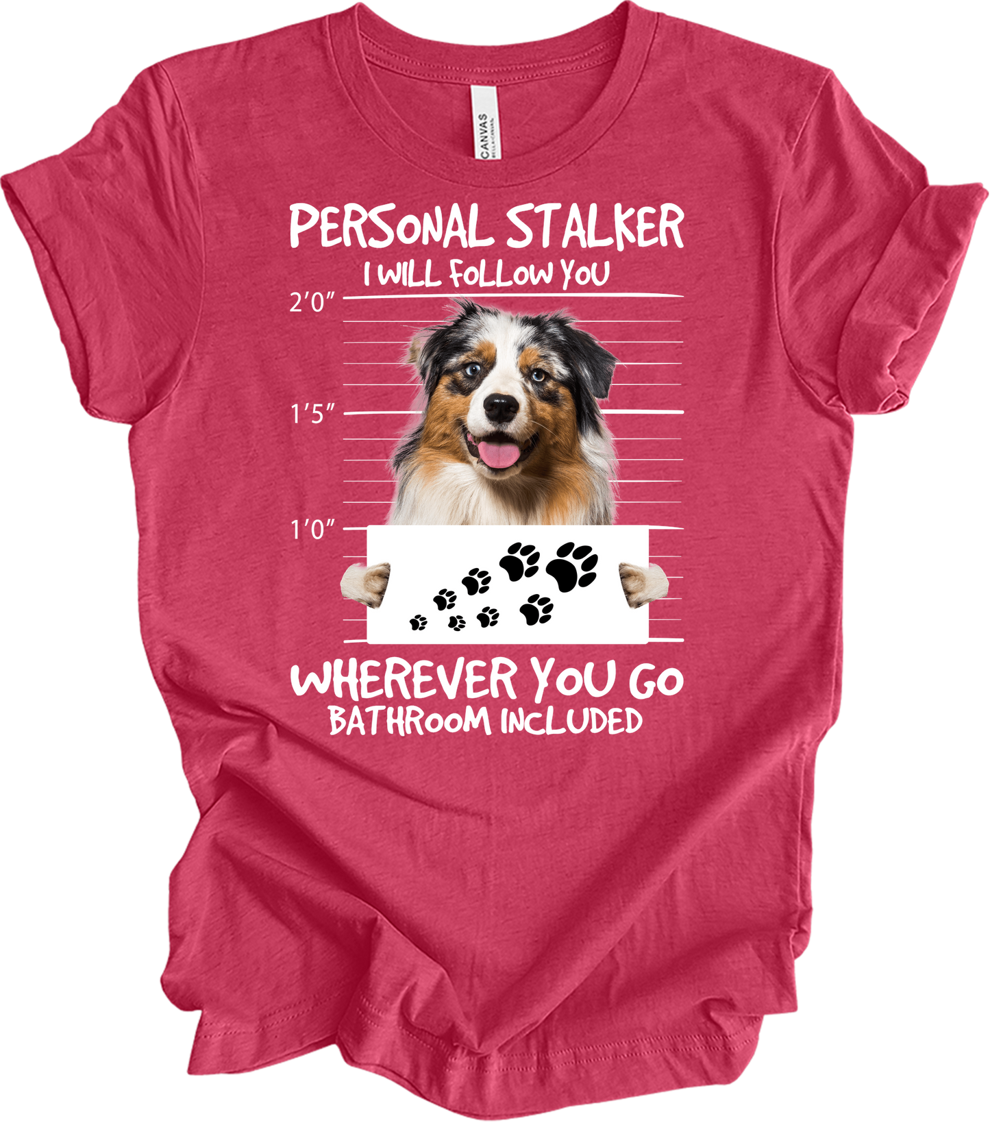 Aussie Shepherd Stalker T-Shirt in Heather Raspberry