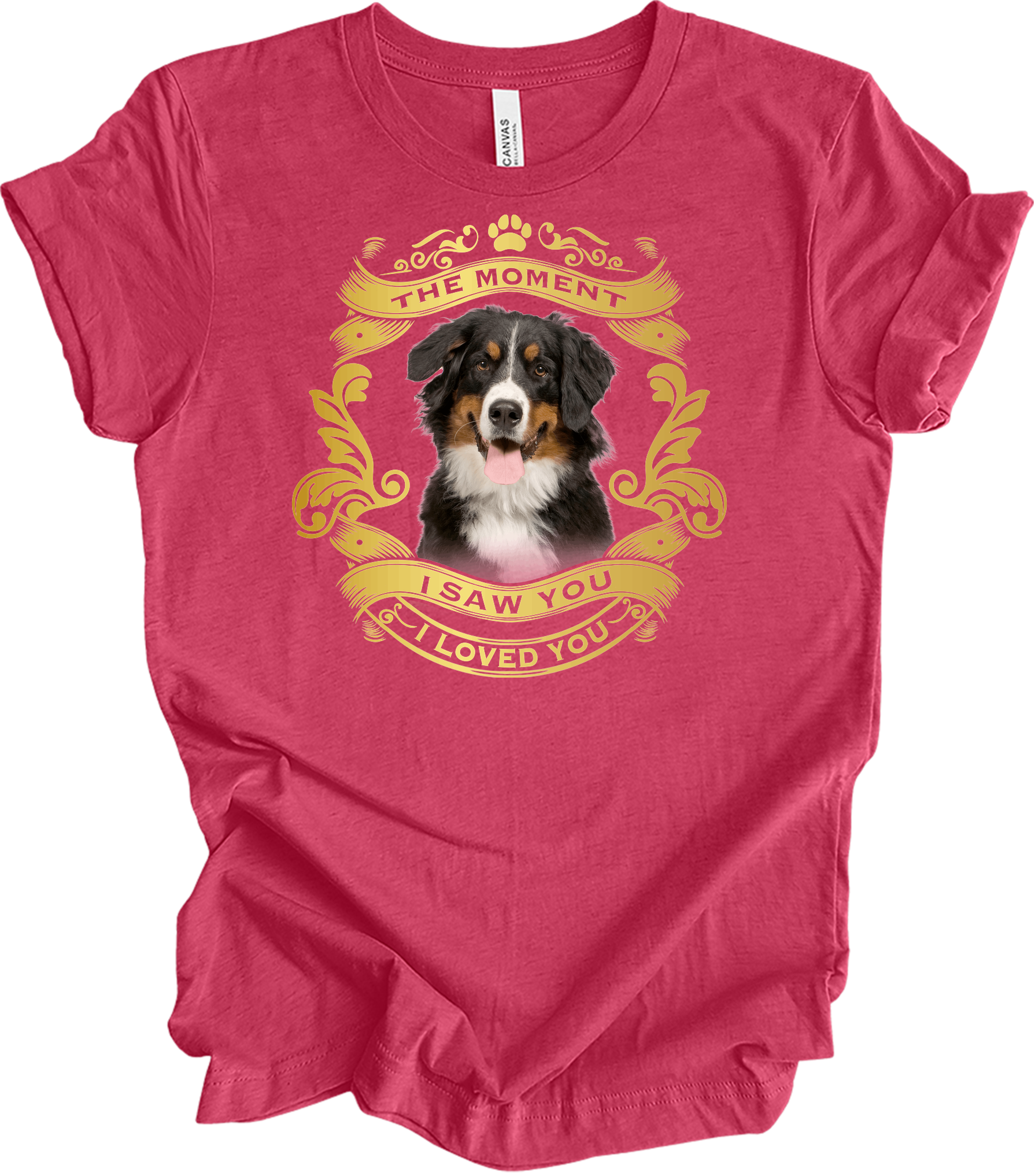 Bernese Mountain Dog Love T-Shirt in Heather Raspberry