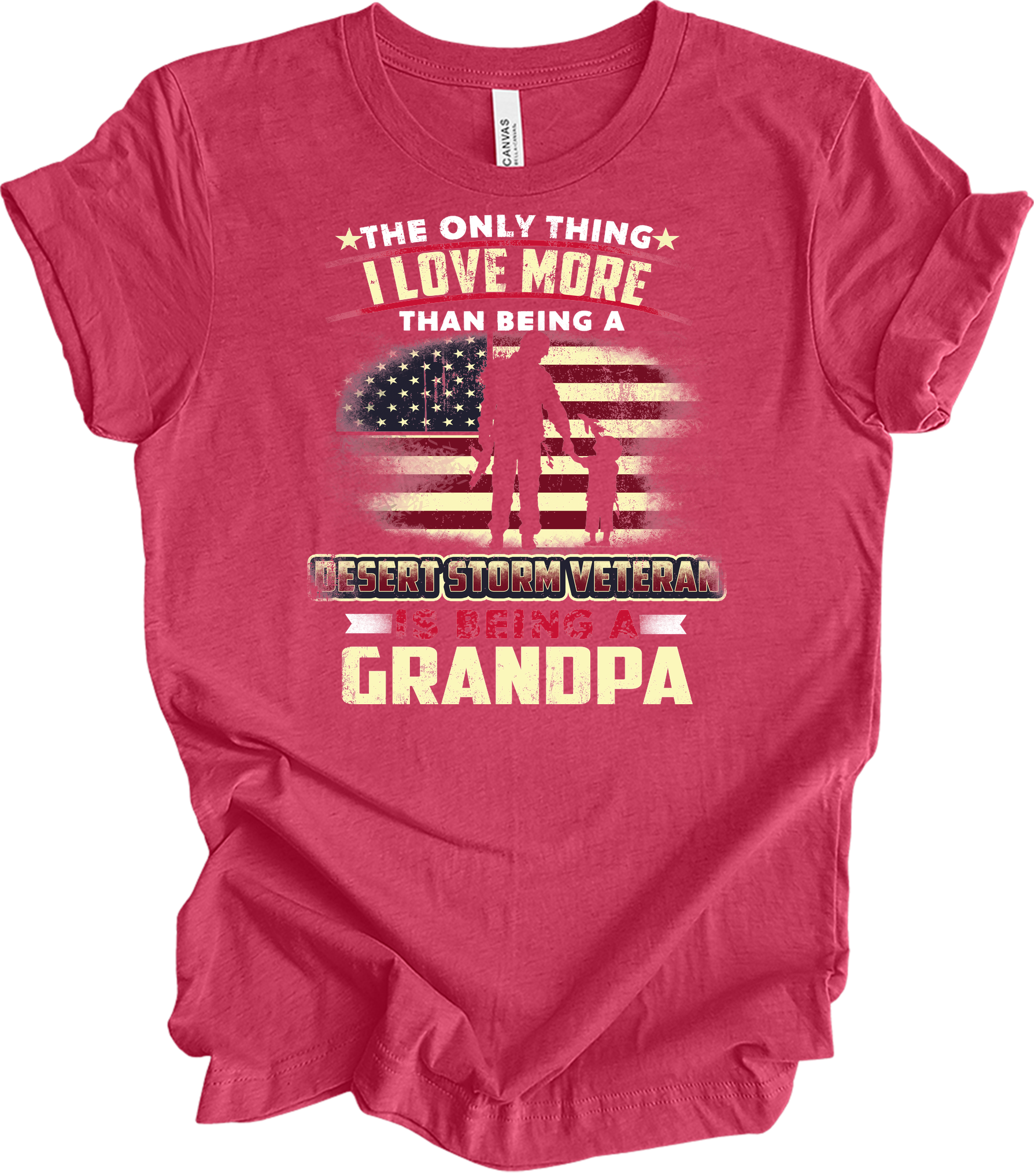 Veteran Grandpa Gift T-Shirt in Heather Raspberry