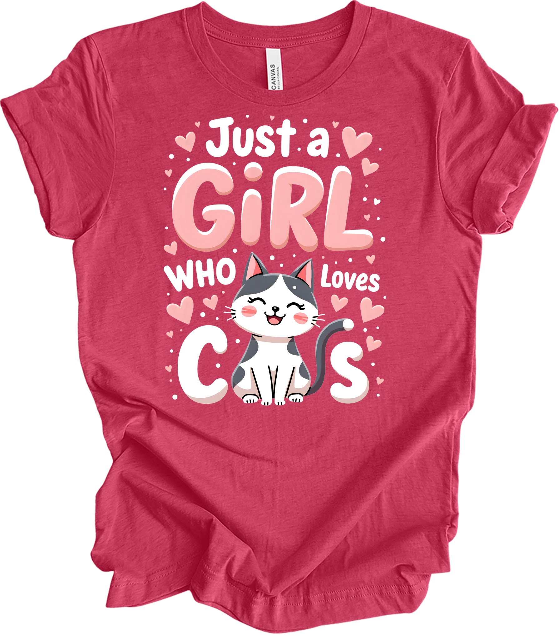 Just a Girl Who Loves Cats T-Shirt in Heather Raspberry