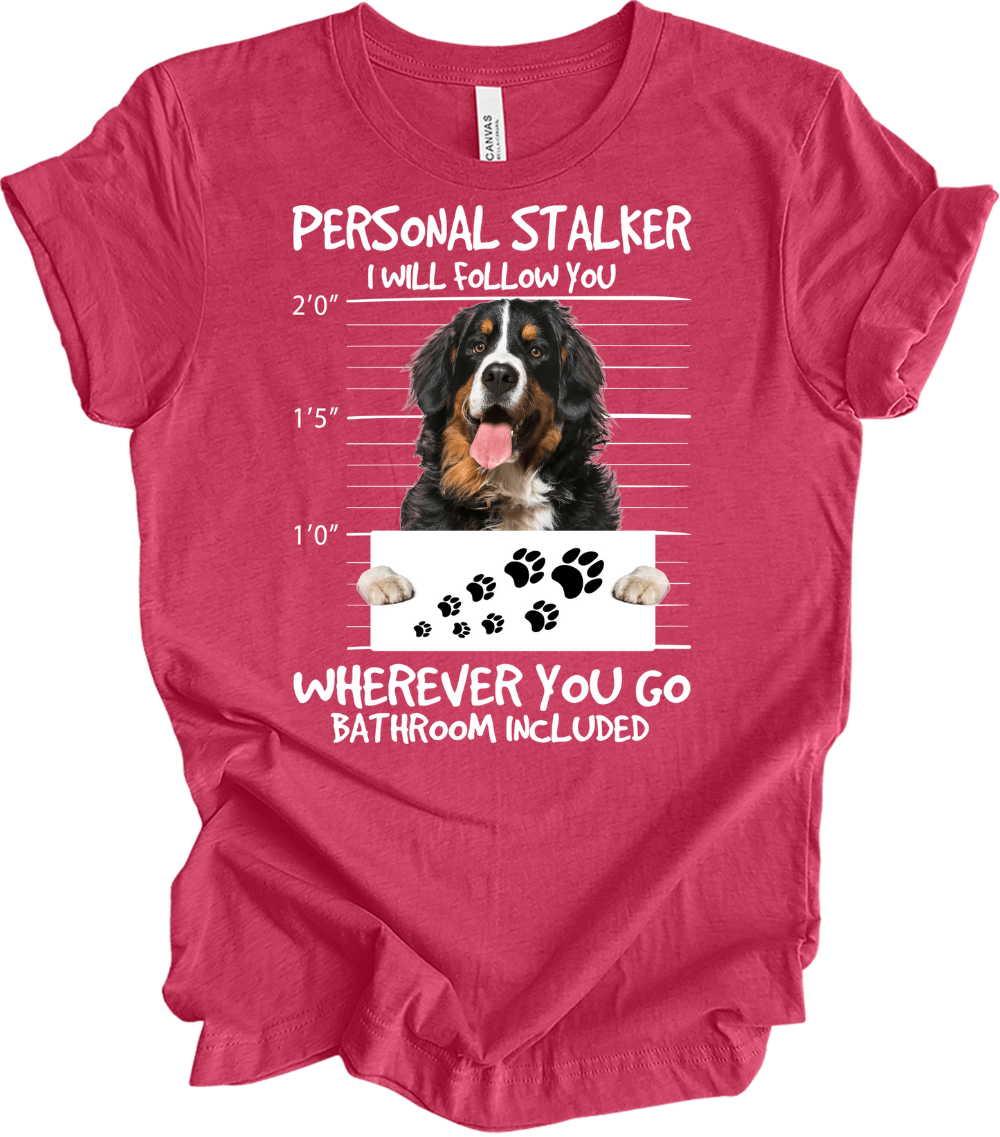 Bernese Dog Stalker Unisex T-Shirt in Heather Raspberry