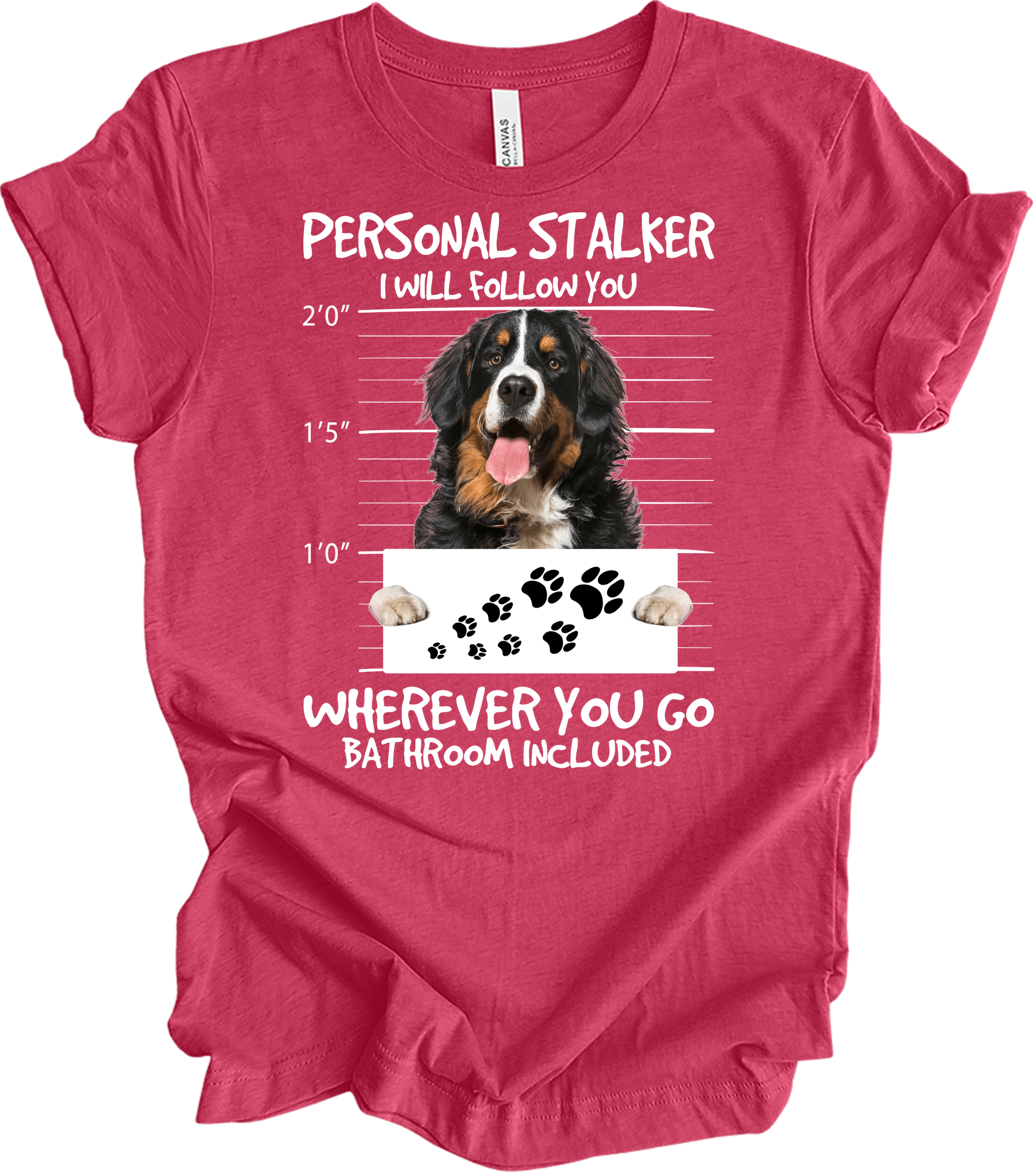 Bernese Dog Stalker Unisex T-Shirt in Heather Raspberry