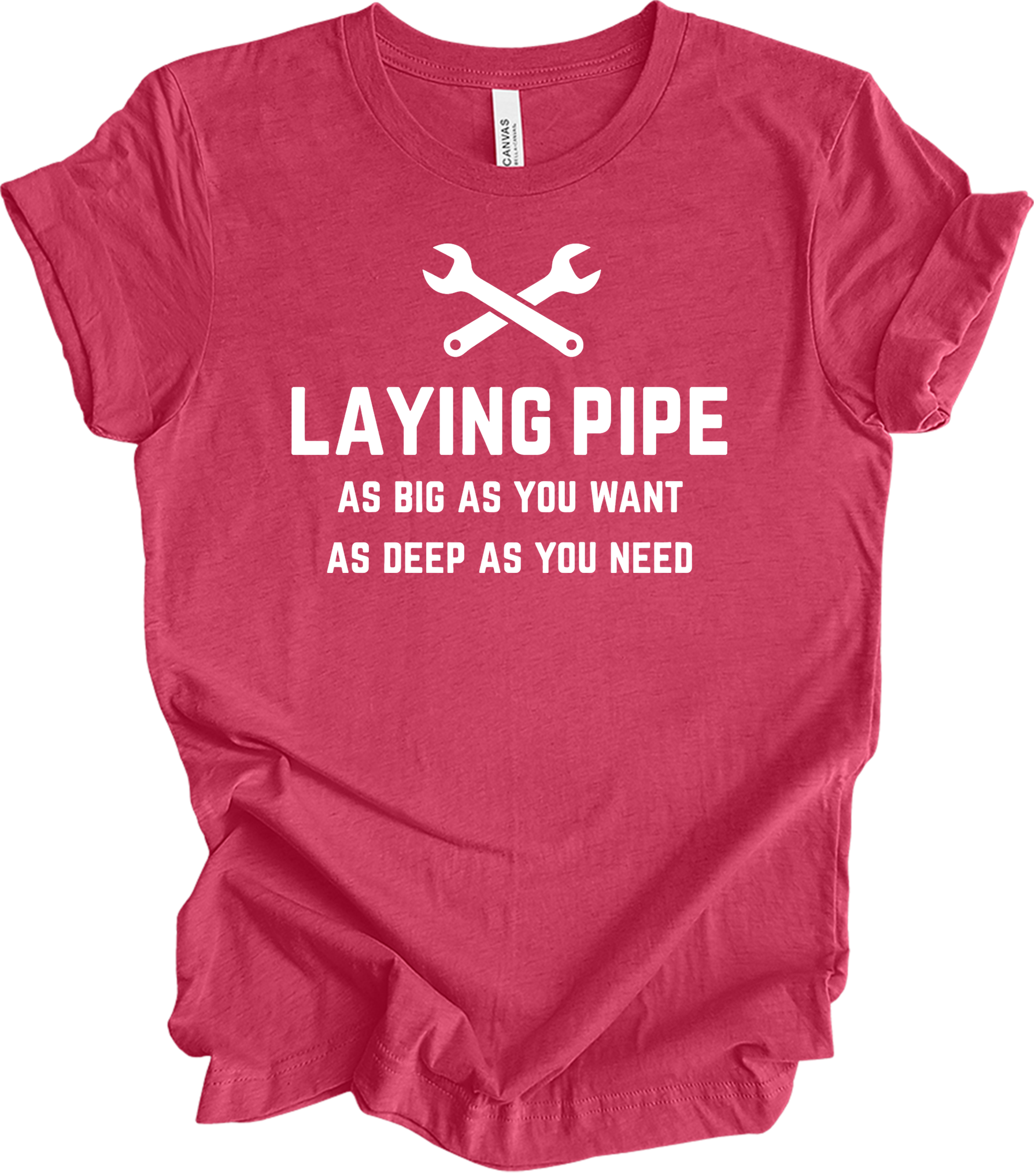 Laying Pipe Funny Plumber T-Shirt in Heather Raspberry