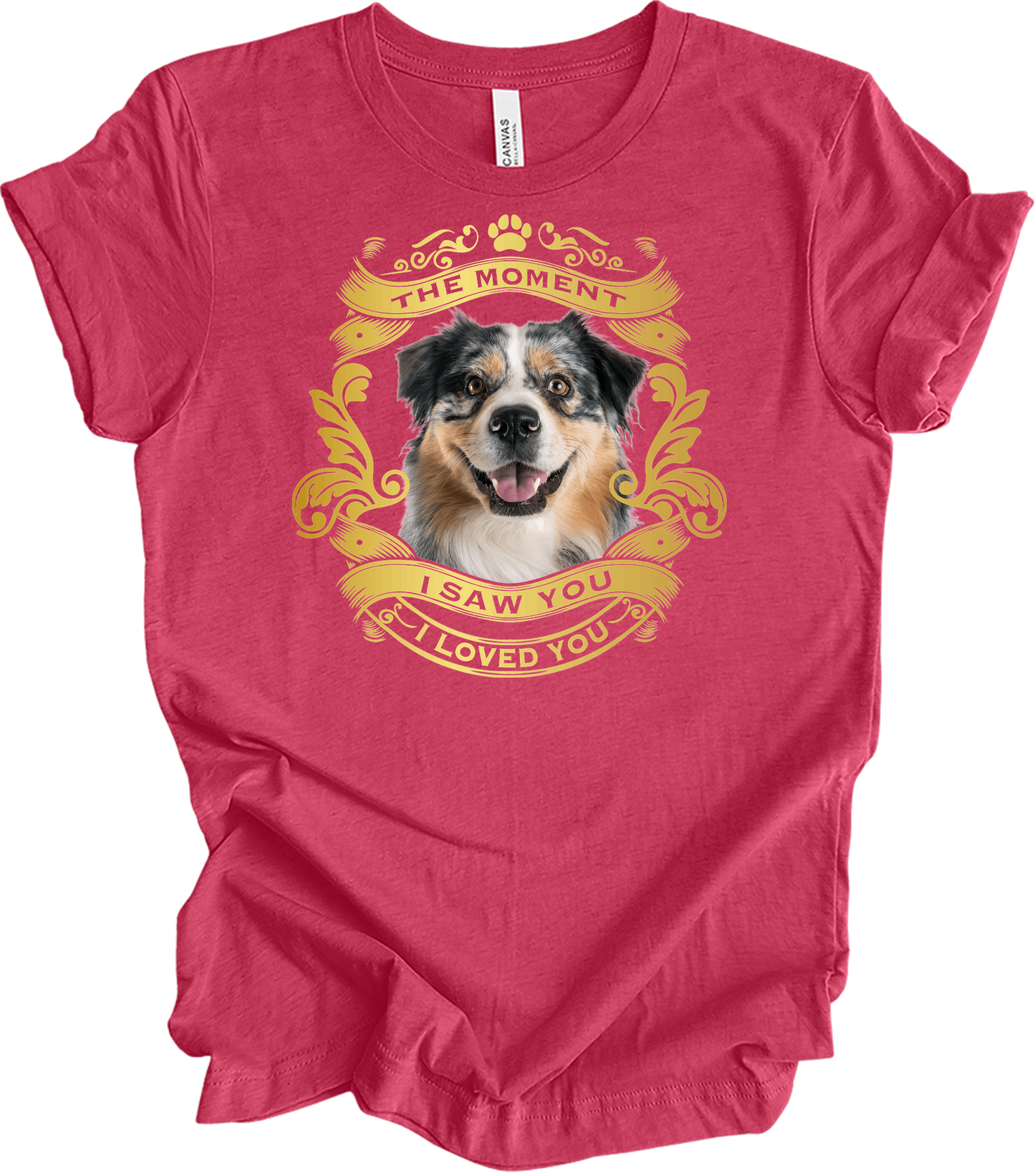 Australian Shepherd Love T-Shirt in Heather Raspberry