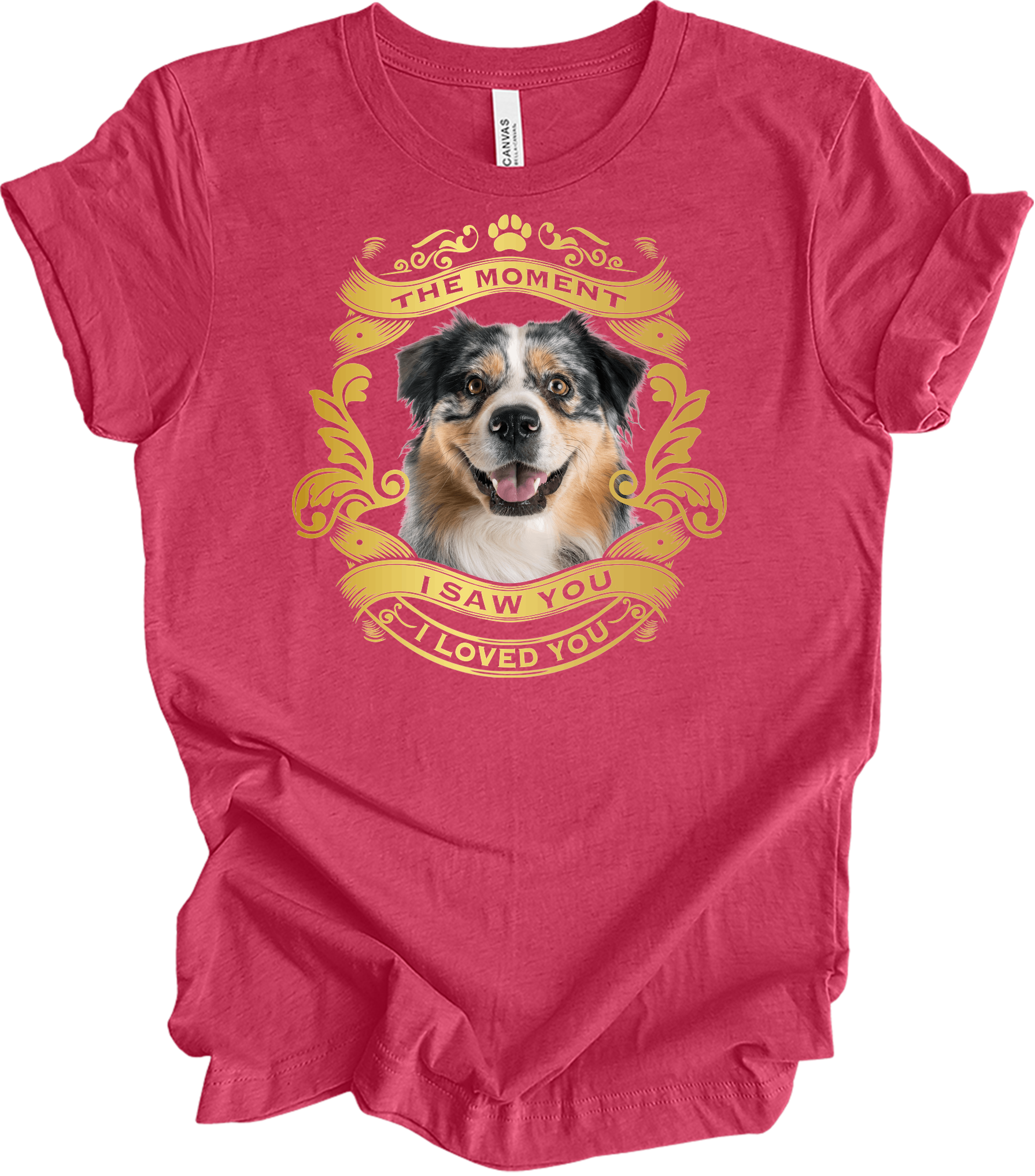 Australian Shepherd Love T-Shirt in Heather Raspberry