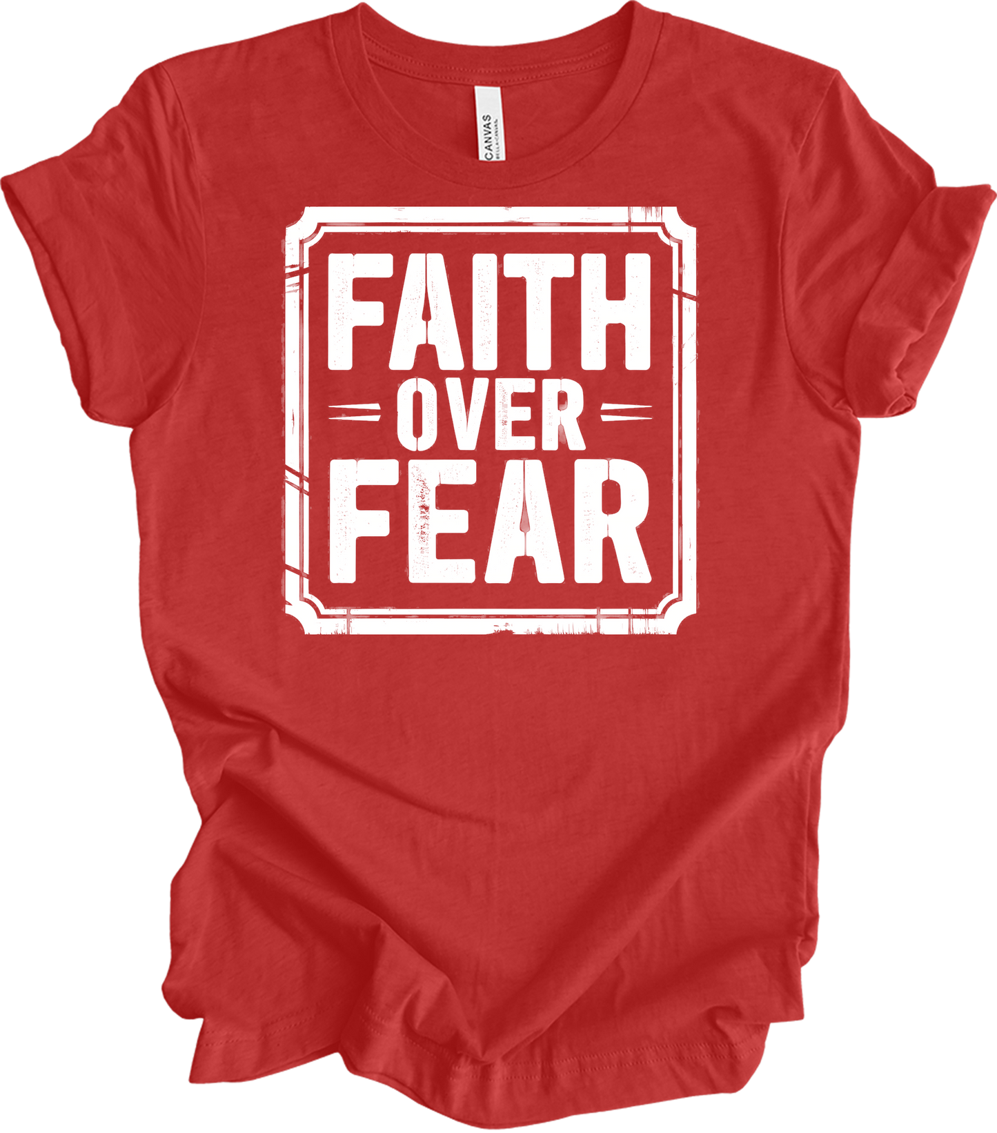 Faith Over Fear Inspirational T-Shirt in Heather Red