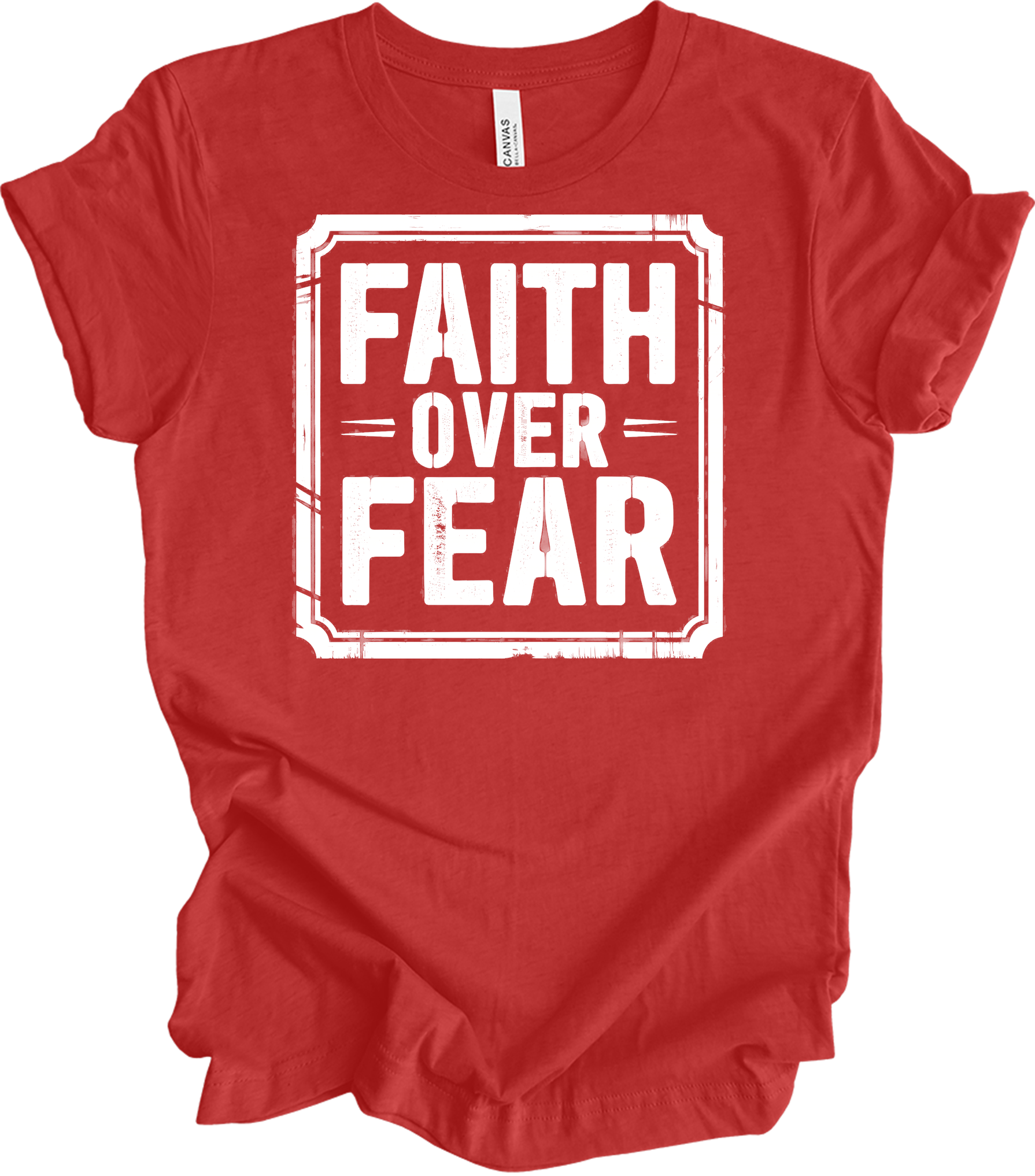 Faith Over Fear Inspirational T-Shirt in Heather Red