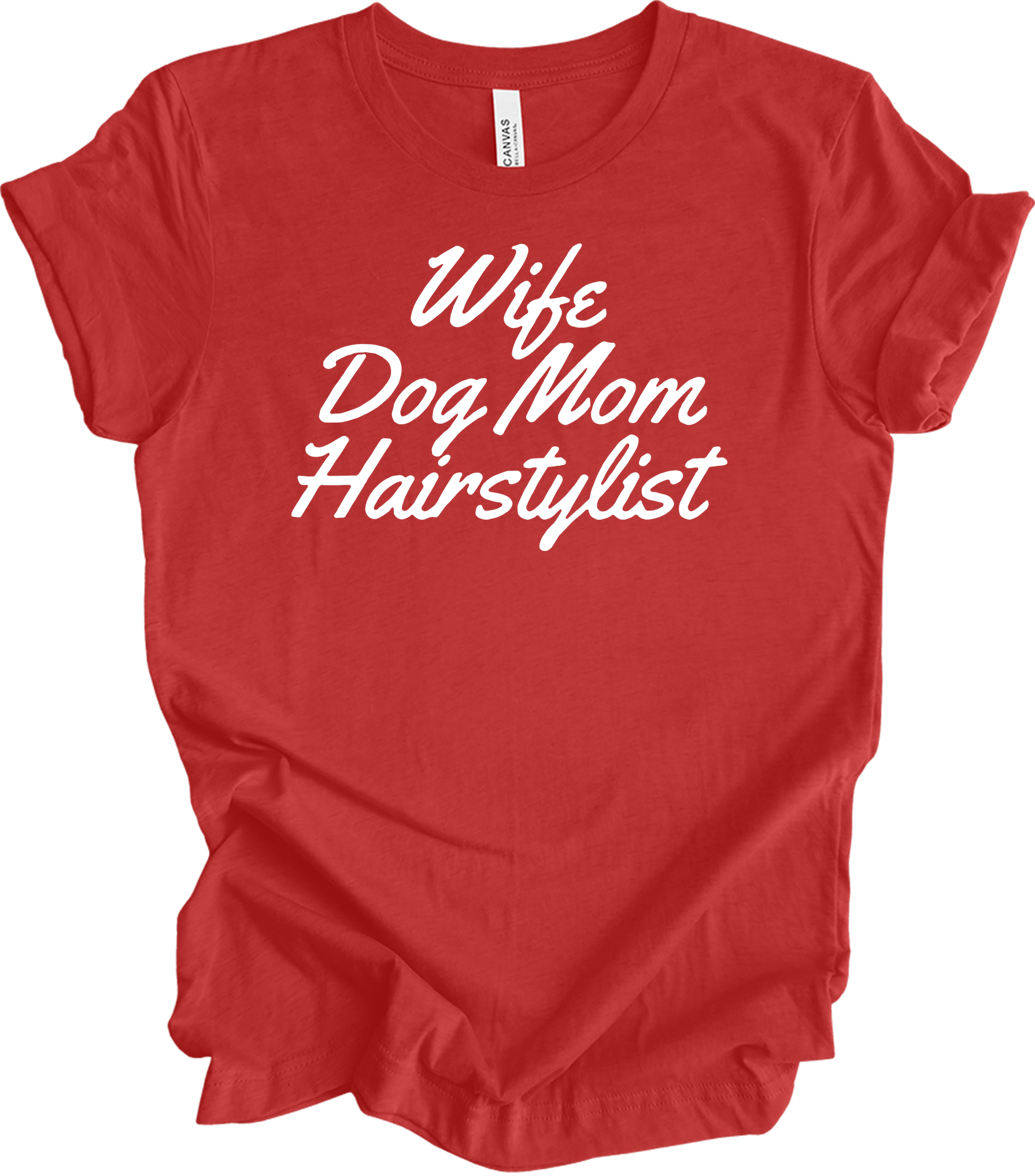 Wife Dog Mom Hairstylist T-Shirt in Heather Red