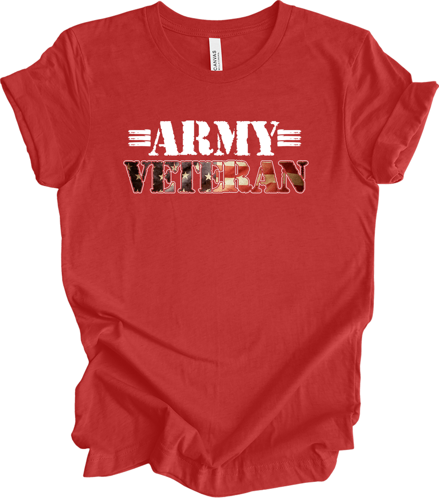 US Army Veteran Flag T-Shirt in Heather Red