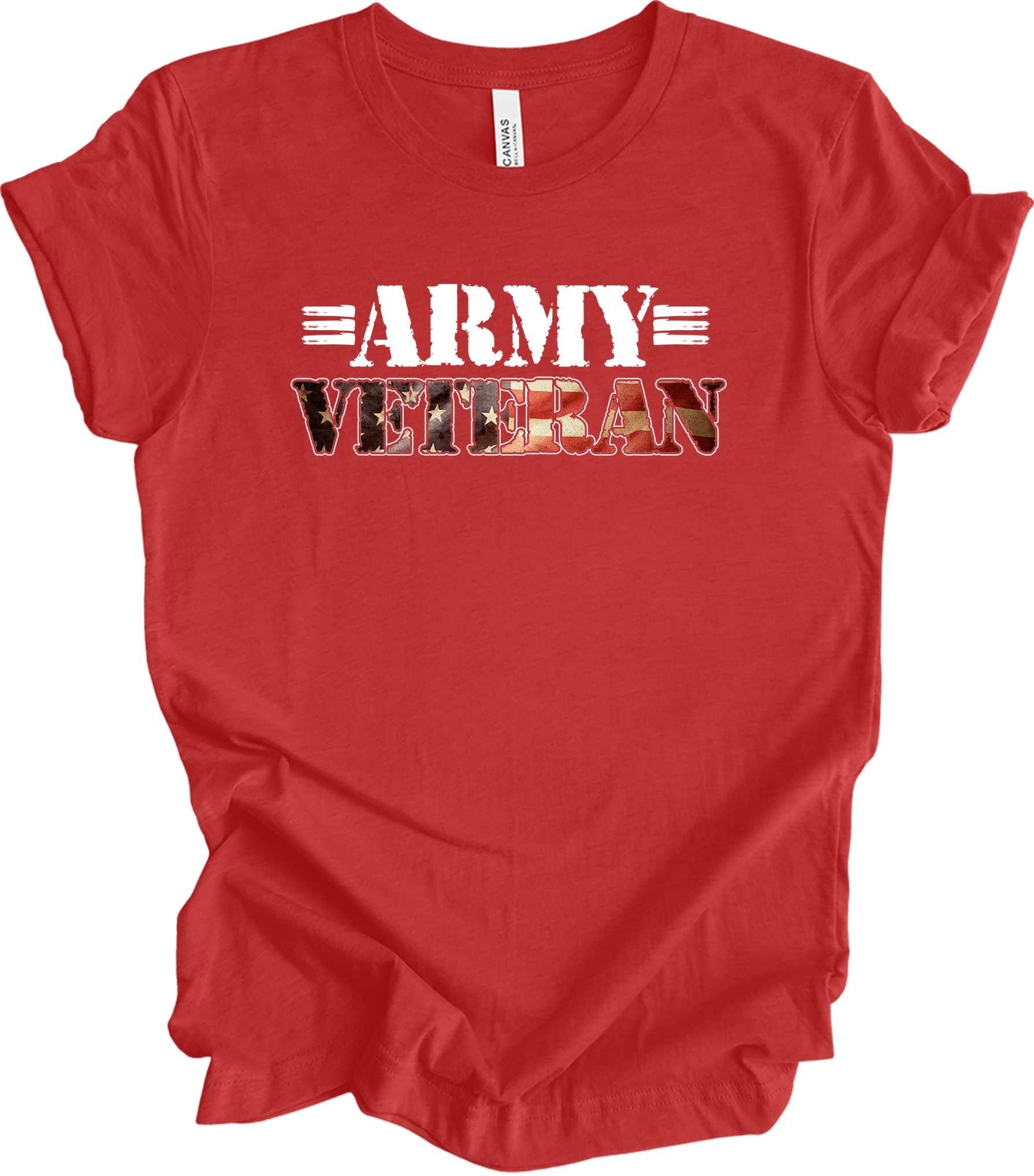 US Army Veteran Flag T-Shirt in Heather Red