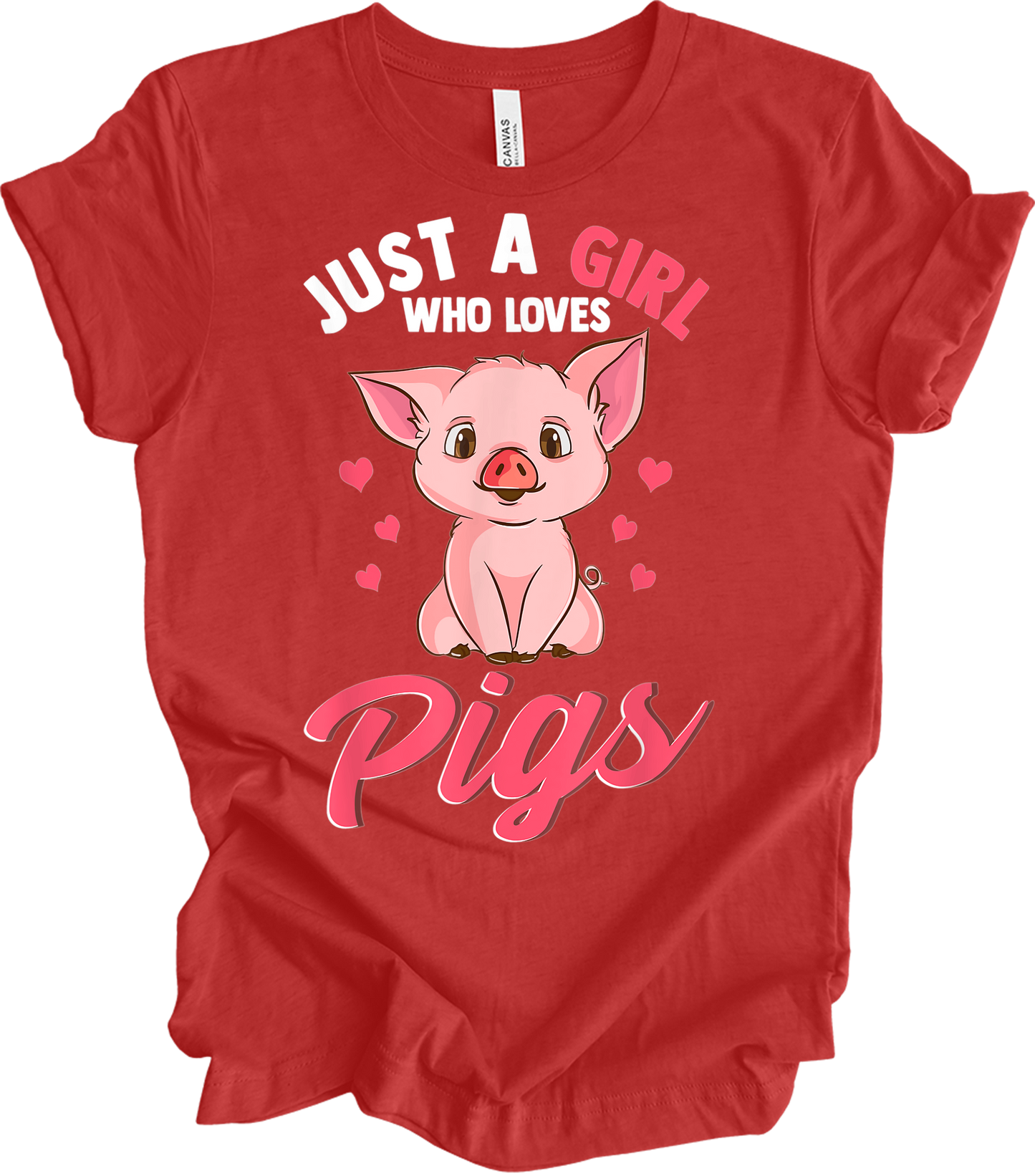 Just A Girl Who Loves Pigs T-Shirt in Heather Red