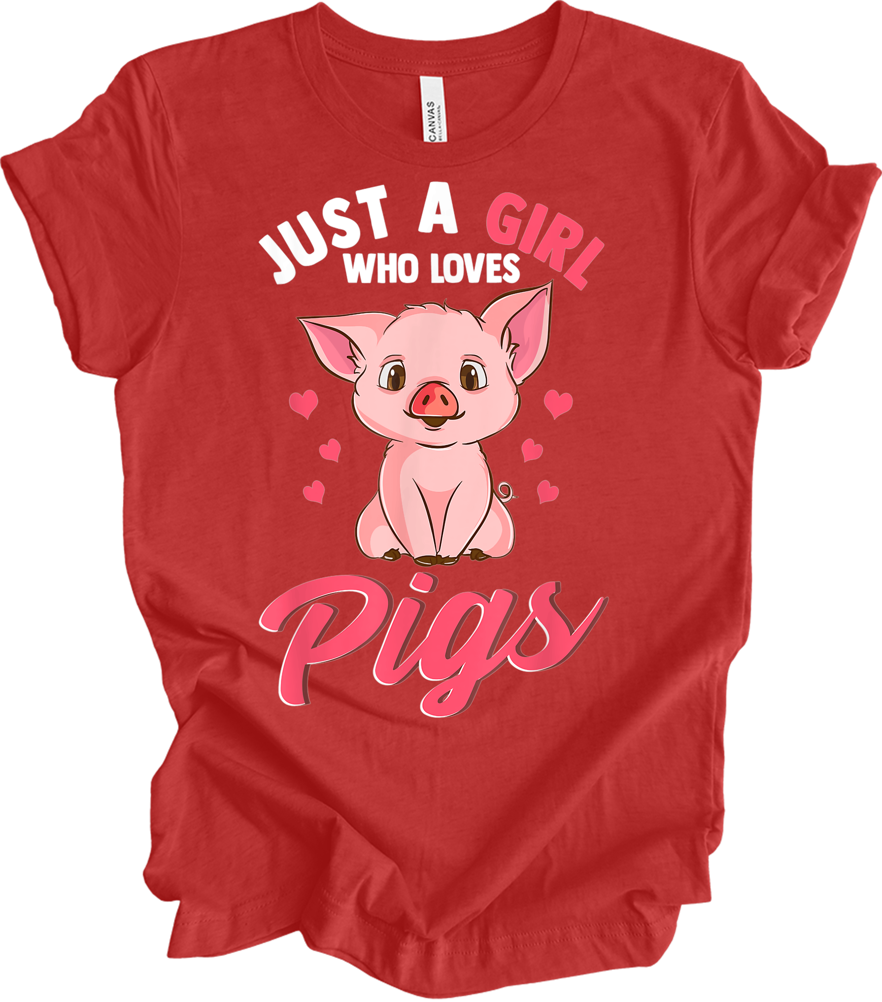 Just A Girl Who Loves Pigs T-Shirt in Heather Red