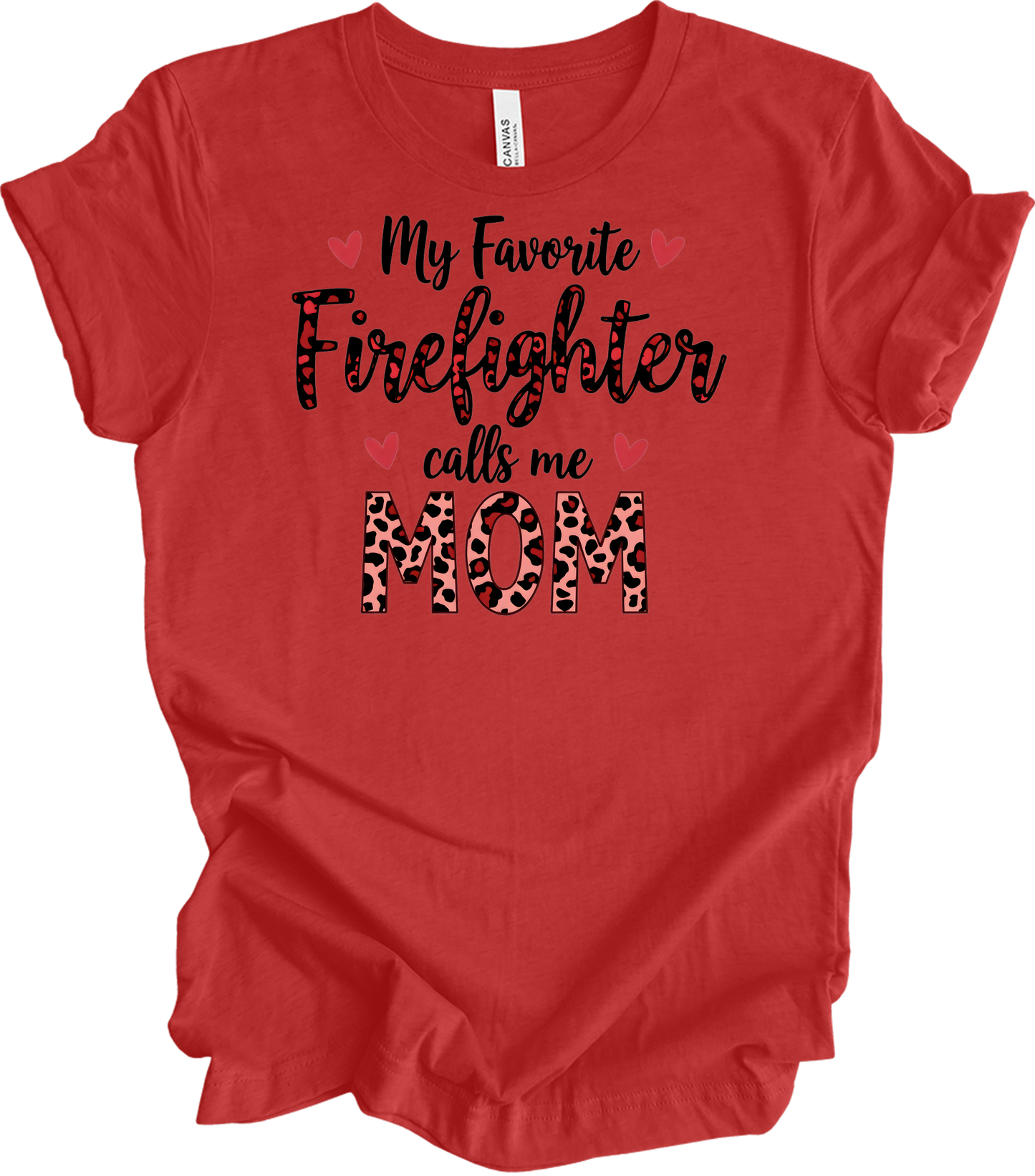 Firefighter Calls Me Mom T-Shirt in Heather Red