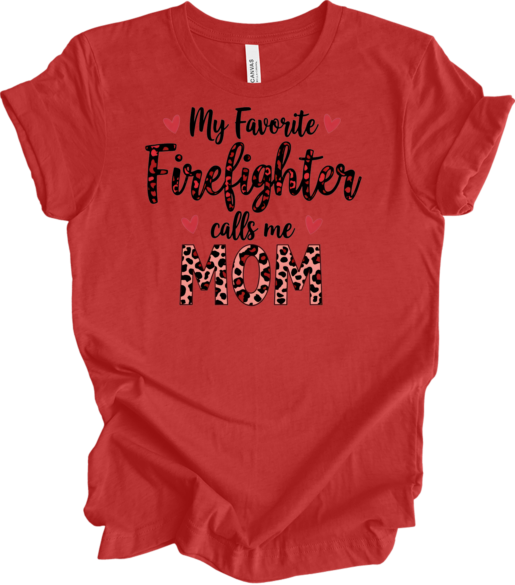 Firefighter Calls Me Mom T-Shirt in Heather Red