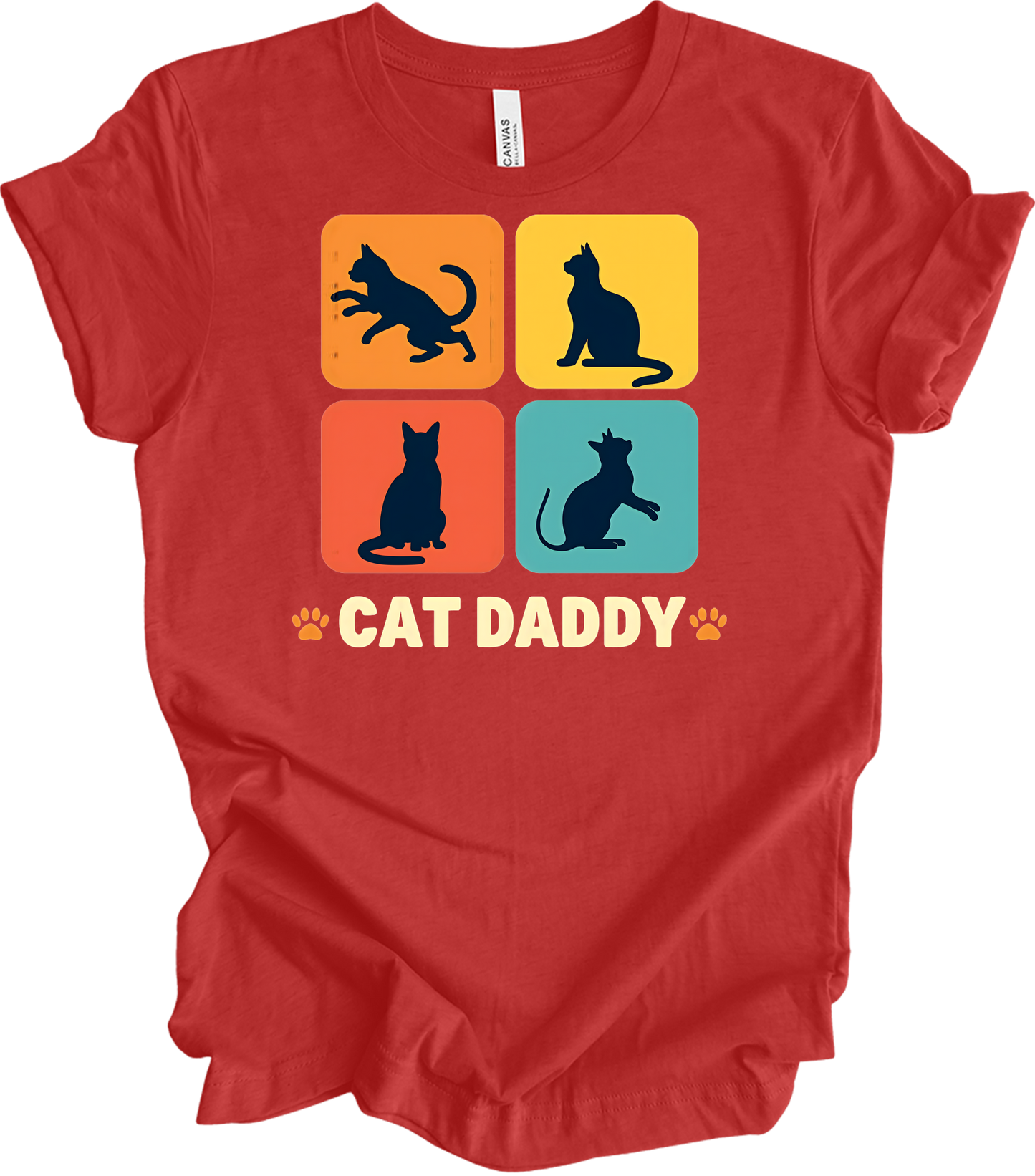 Cat Daddy Retro for Men T-Shirt in Heather Red