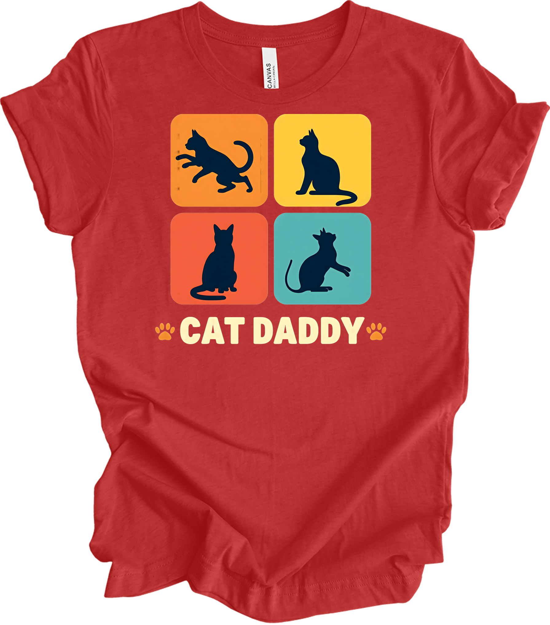 Cat Daddy Retro for Men T-Shirt in Heather Red