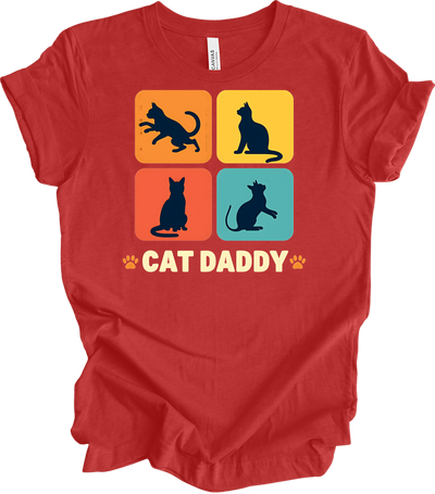 Cat Daddy Retro for Men T-Shirt in Heather Red