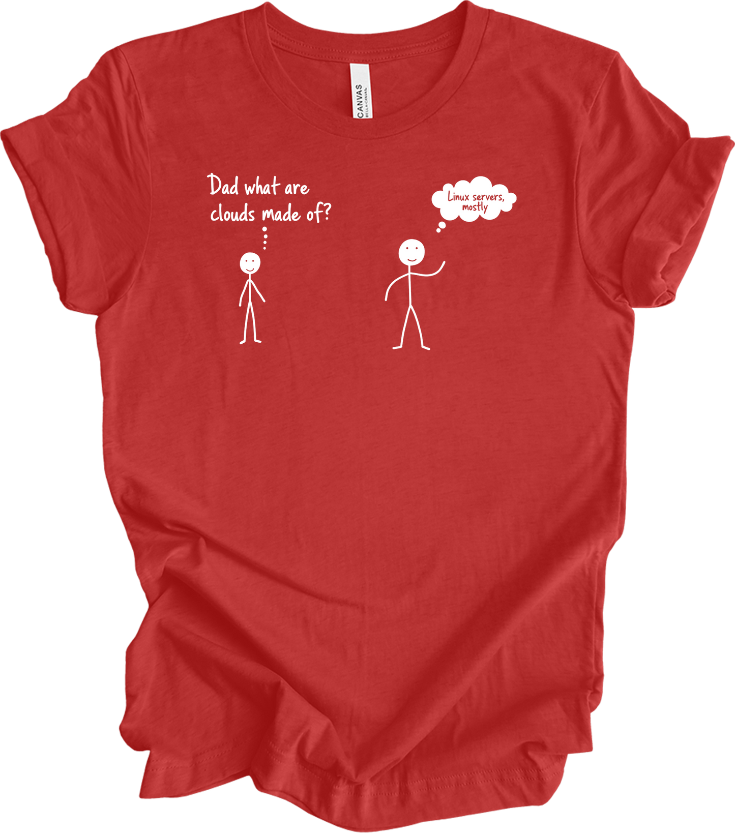 Dad What Are Clouds Made Of? Linux T-Shirt in Heather Red