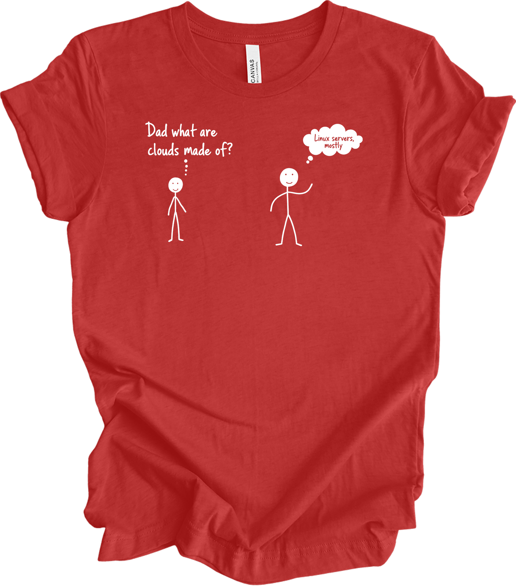 Dad What Are Clouds Made Of? Linux T-Shirt in Heather Red