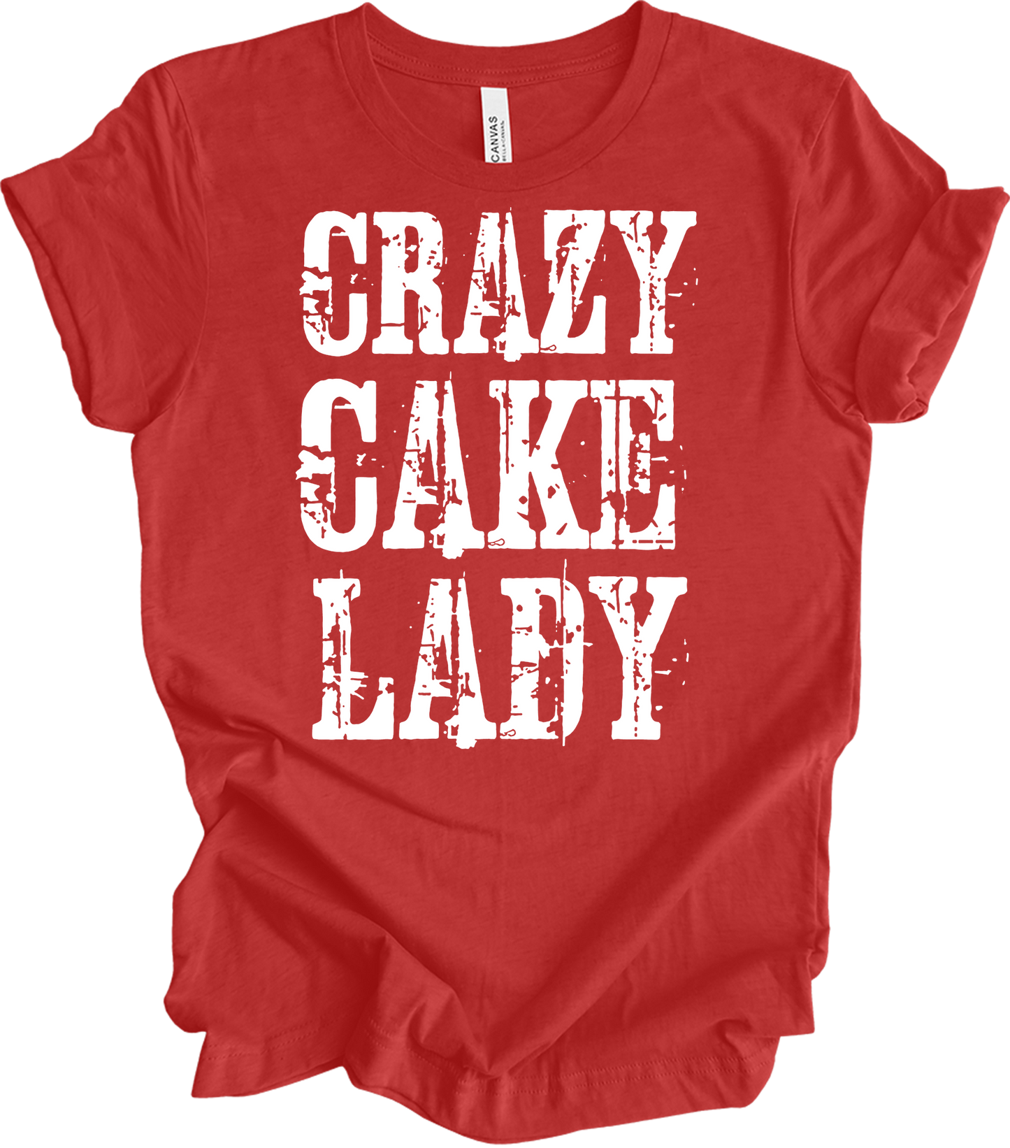 Crazy Cake Lady - Funny Baking Gift T-Shirt in Heather Red