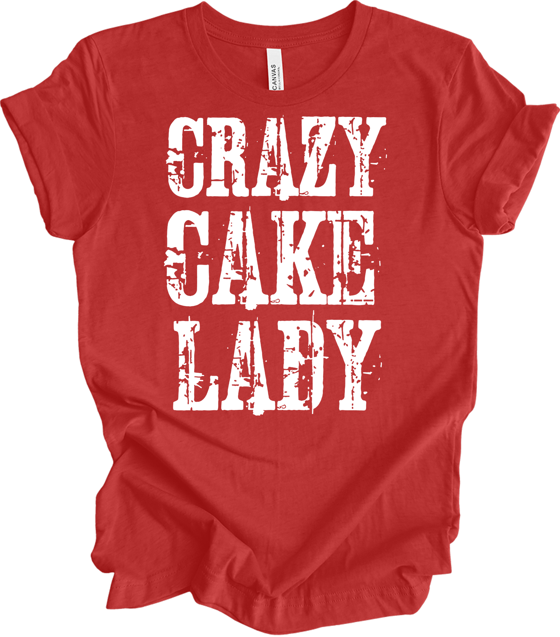 Crazy Cake Lady - Funny Baking Gift T-Shirt in Heather Red