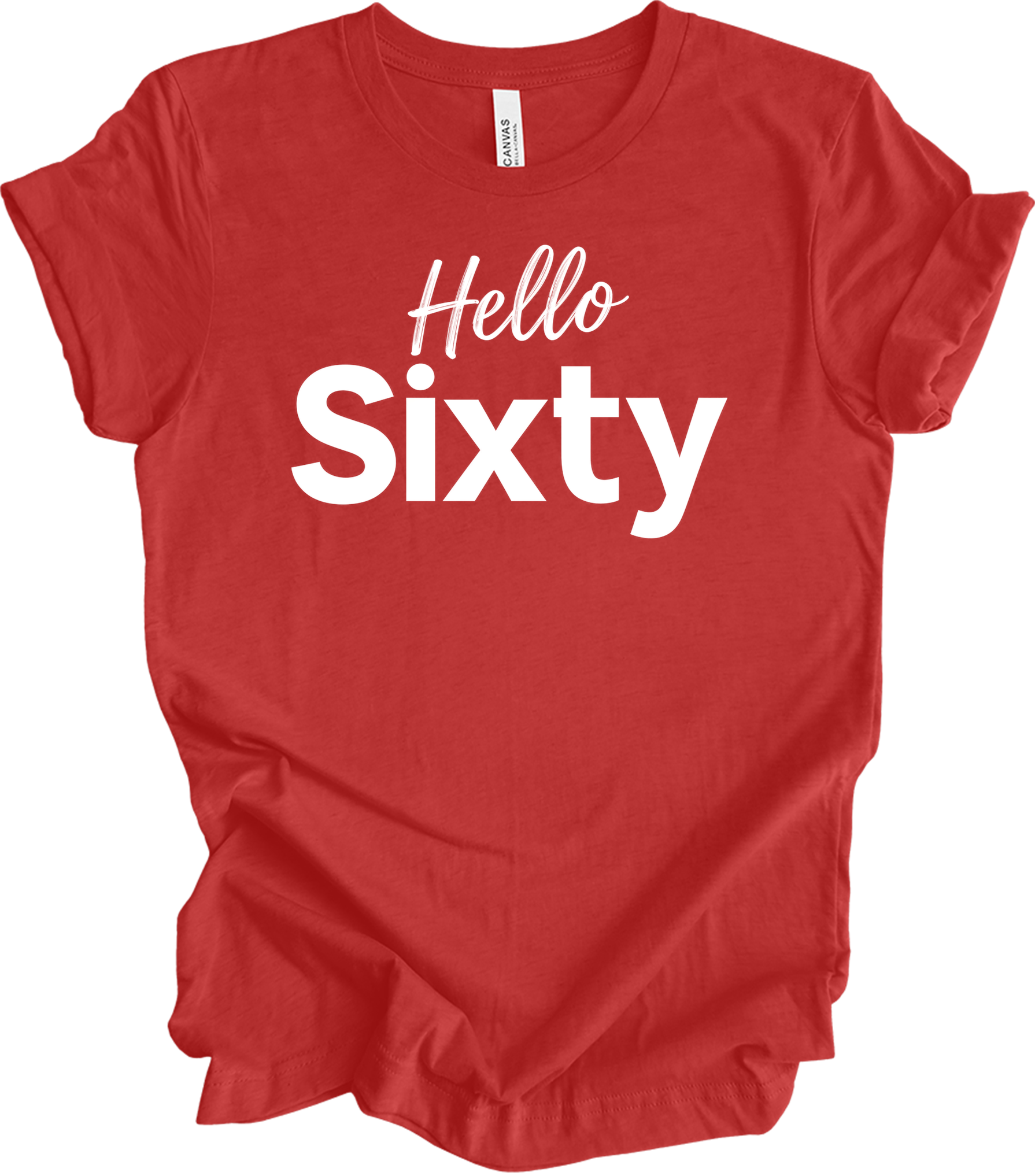 Hello Sixty Birthday T-Shirt in Heather Red