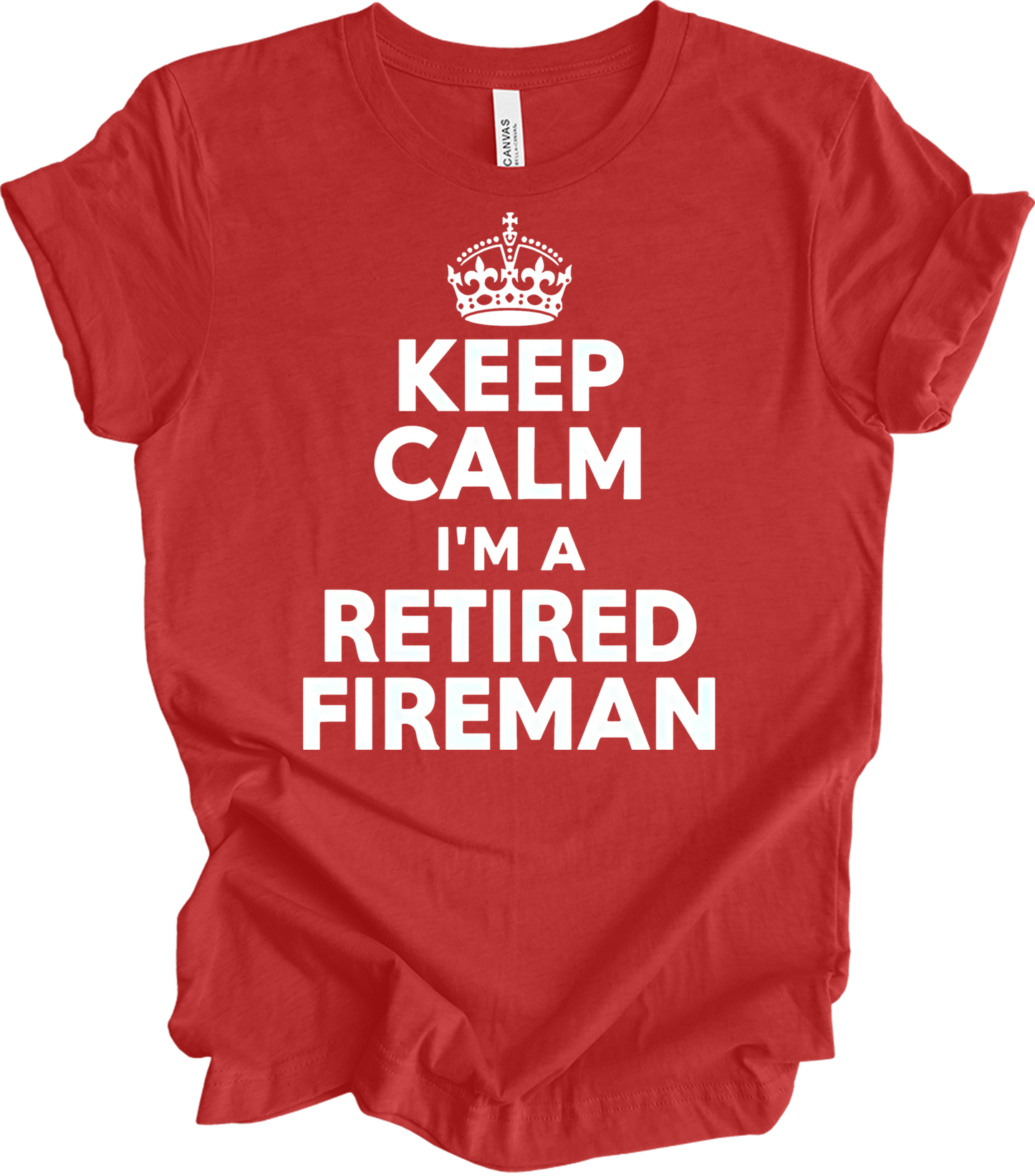 Keep Calm Retired Fireman T-Shirt in Heather Red