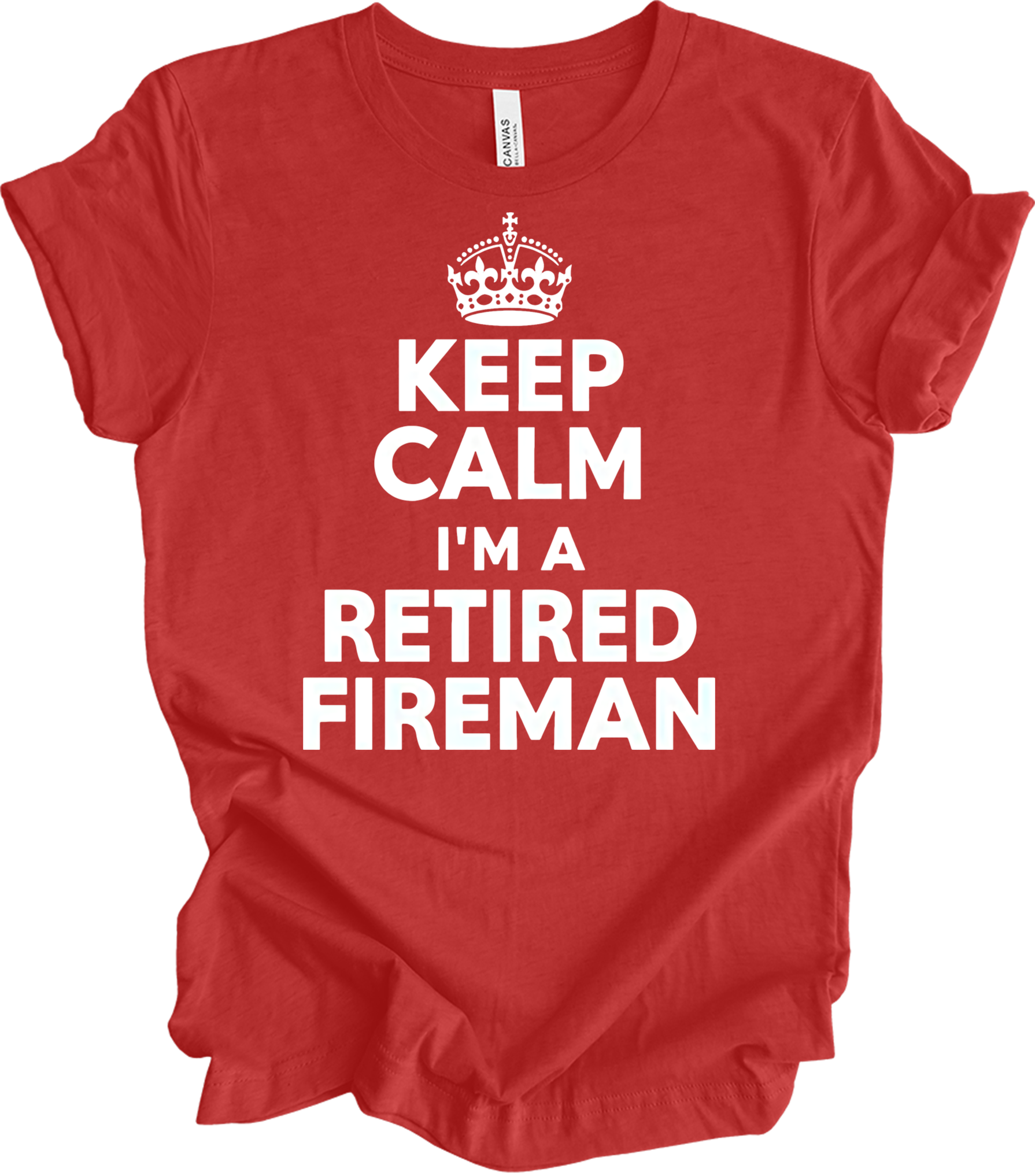 Keep Calm Retired Fireman T-Shirt in Heather Red