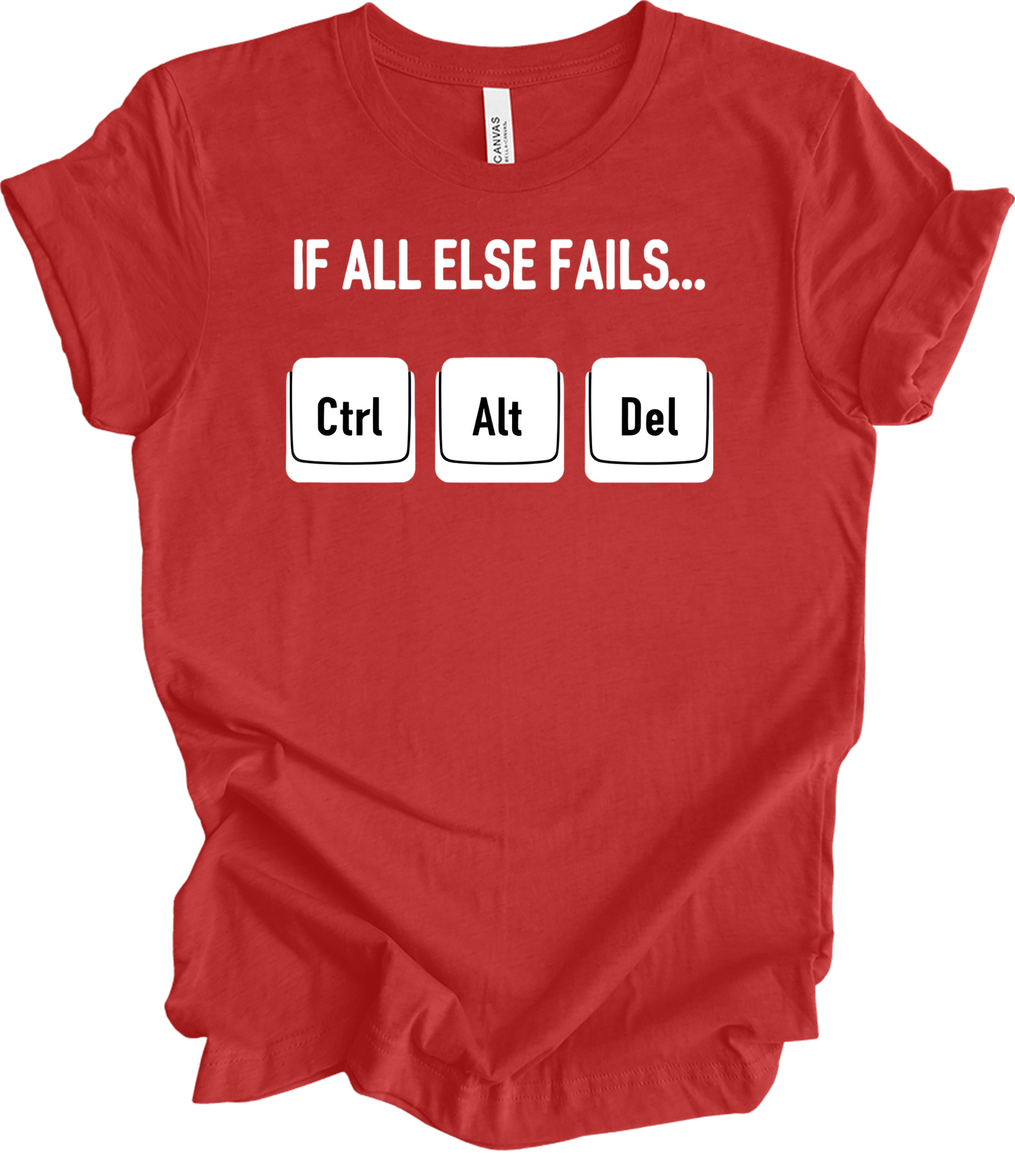 Ctrl Alt Del Funny Tech T-Shirt in Heather Red