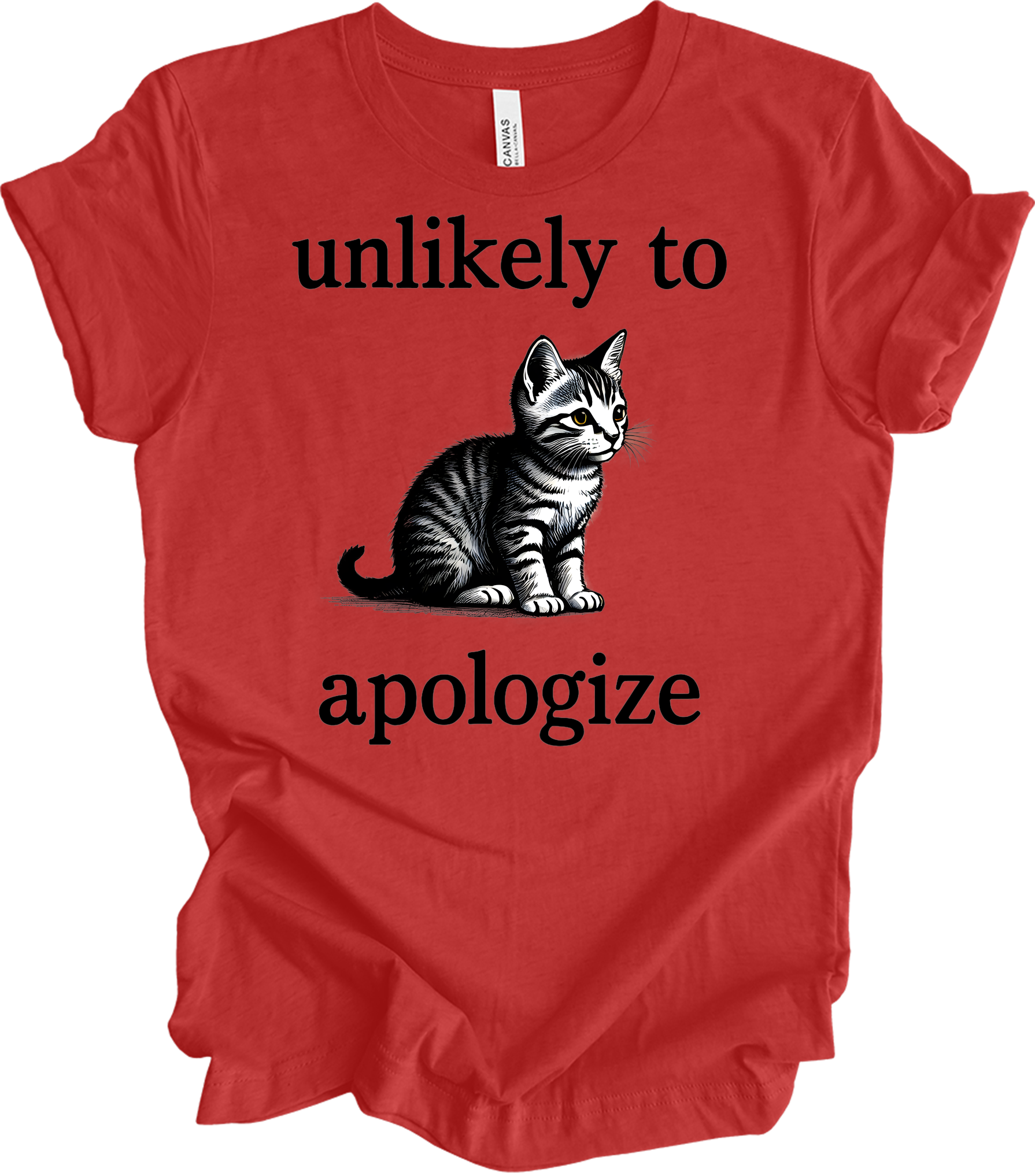 Cute Cat Lover's T-Shirt in Heather Red