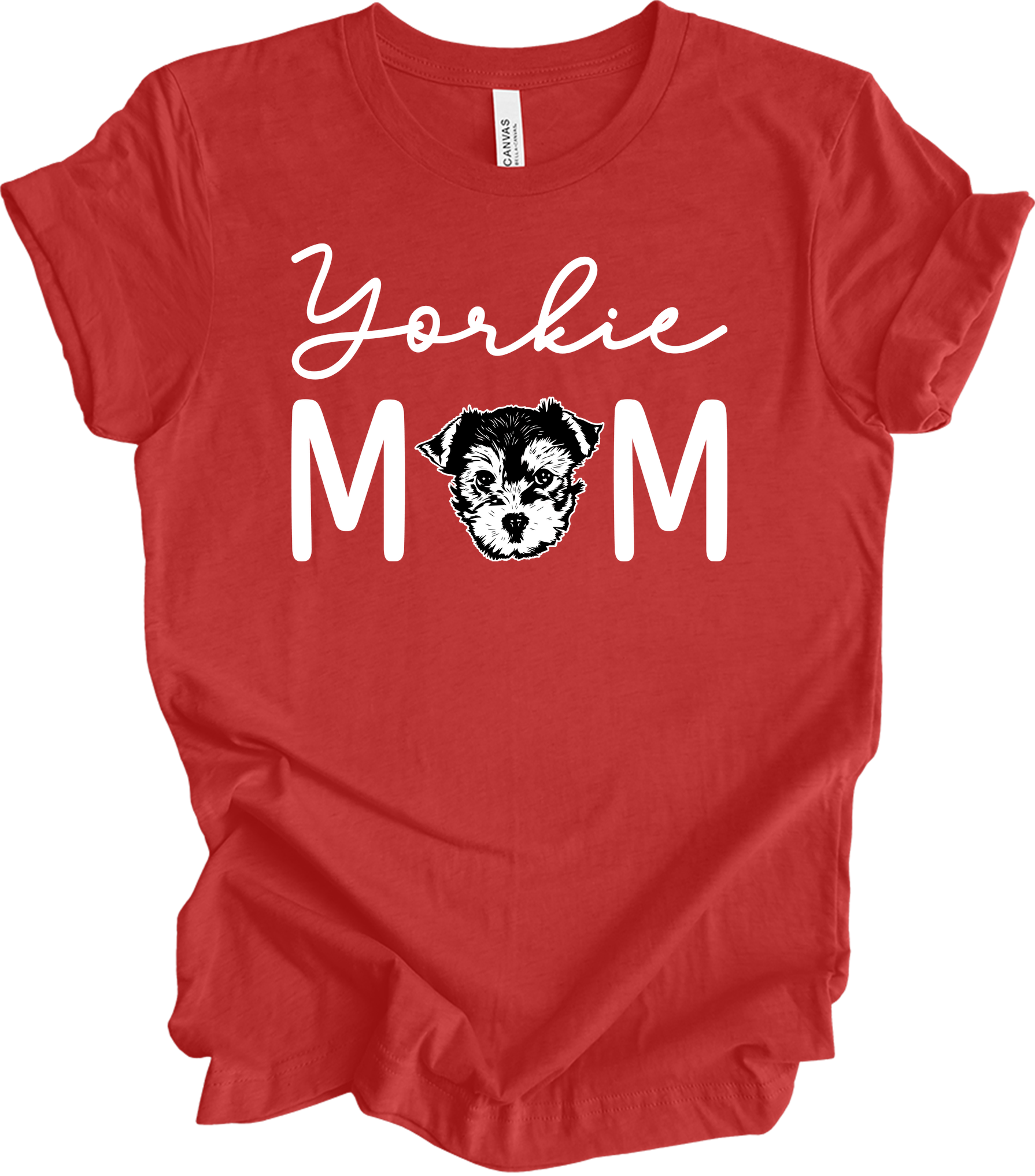 Yorkie Mom - Cute Yorkshire Terrier Dog Mom T-Shirt in Heather Red