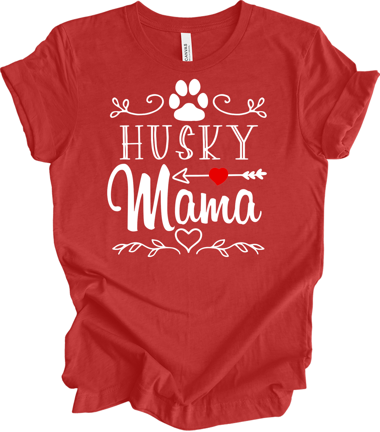 Husky Mama - Dog Lover Gift T-Shirt in Heather Red